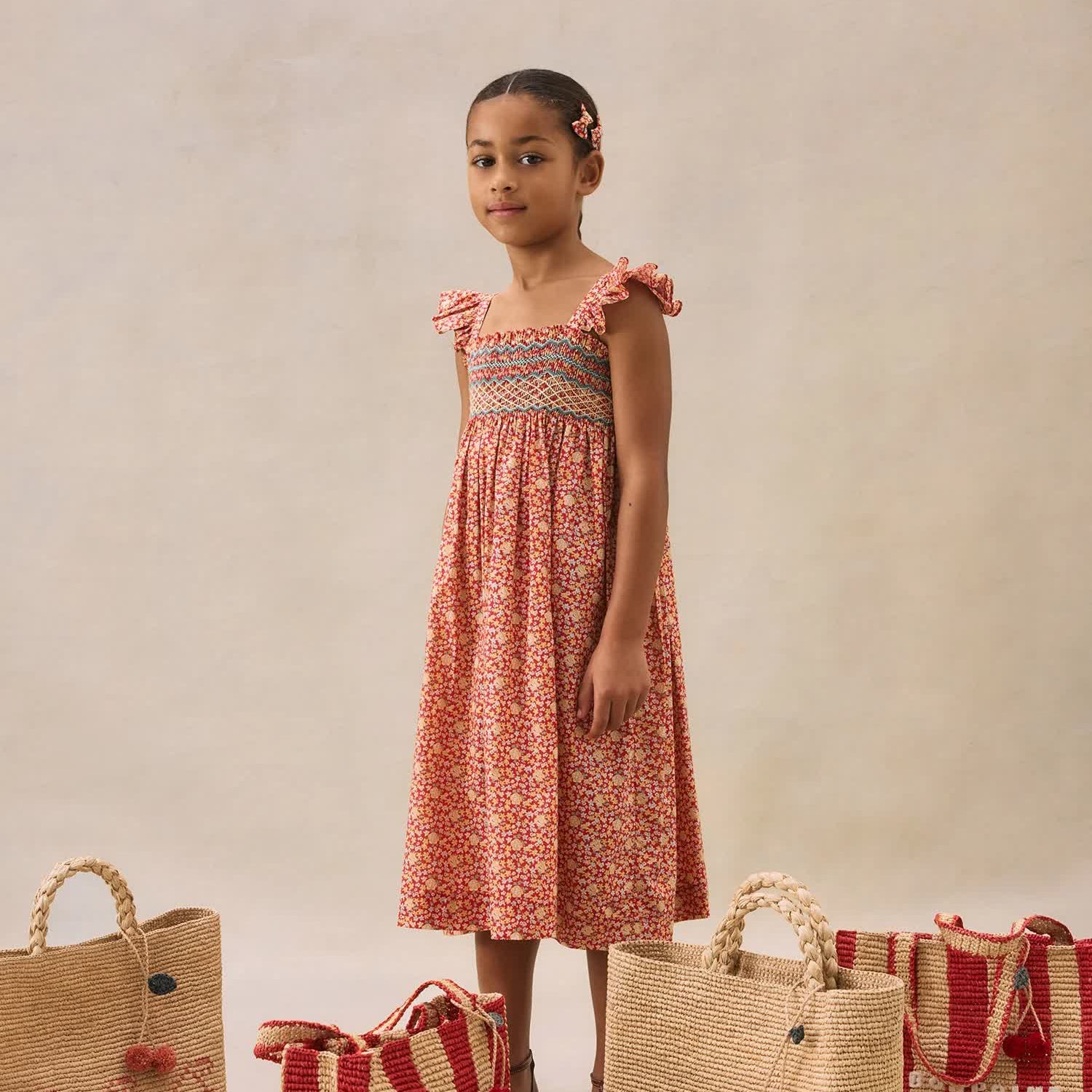 Girls Poppy Floral Cotton Dress