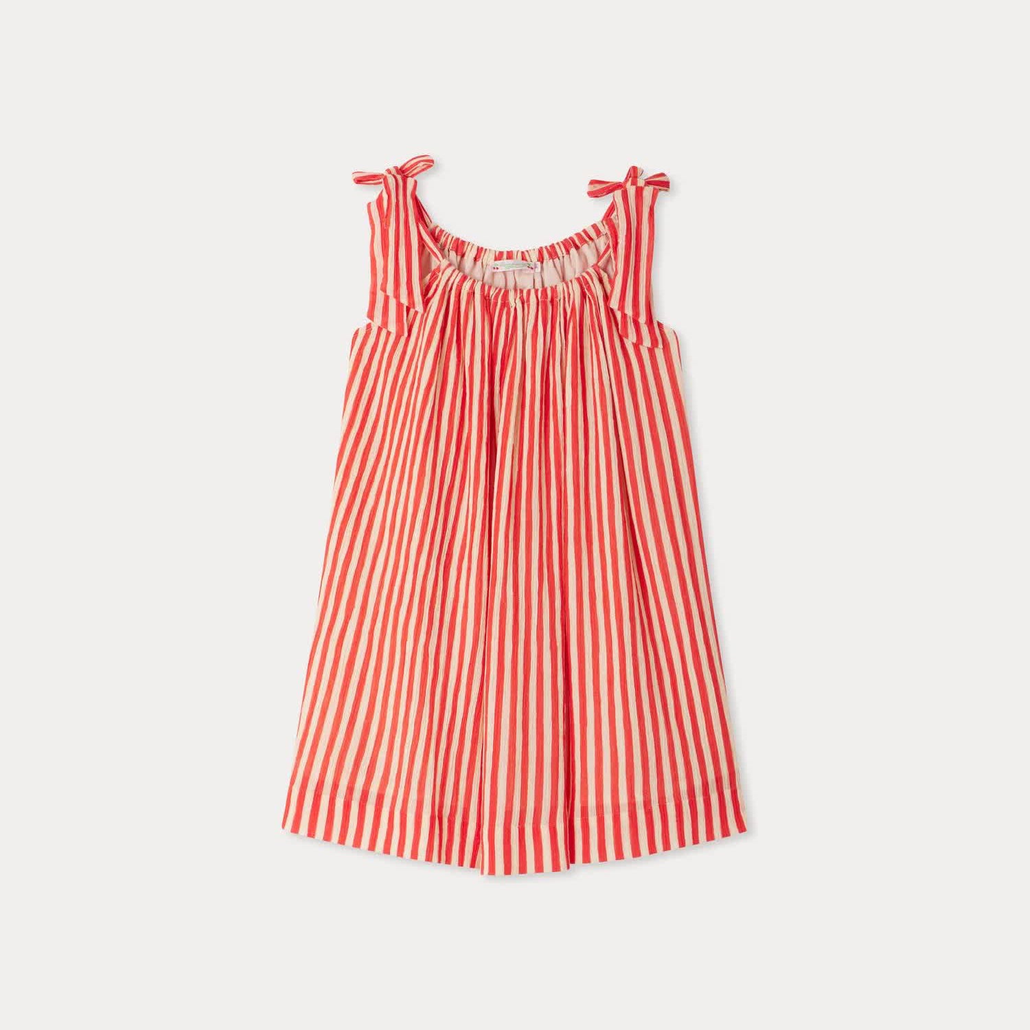 Girls Red Stripes Cotton Dress