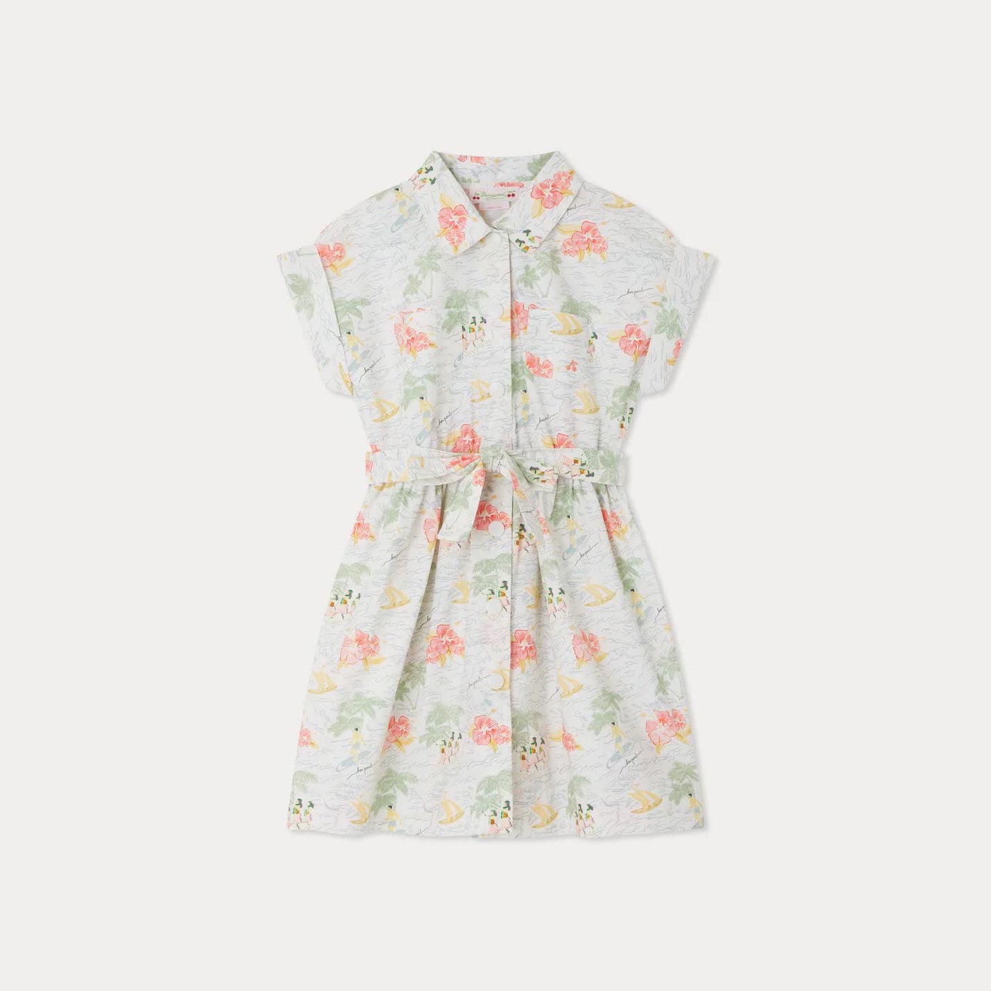 Girls Blue Aqua Printed Cotton Dress