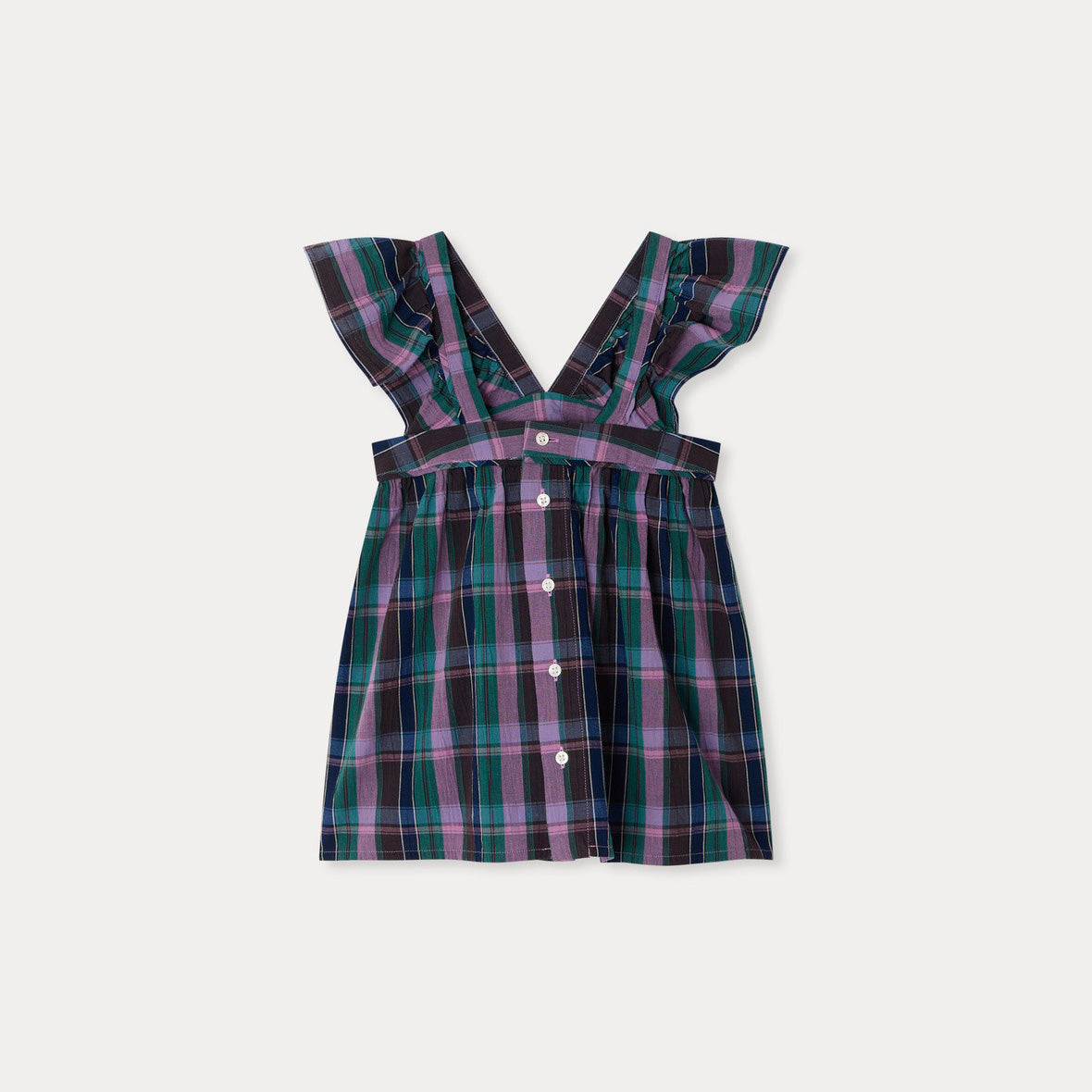 Girls Purple Check Cotton Top