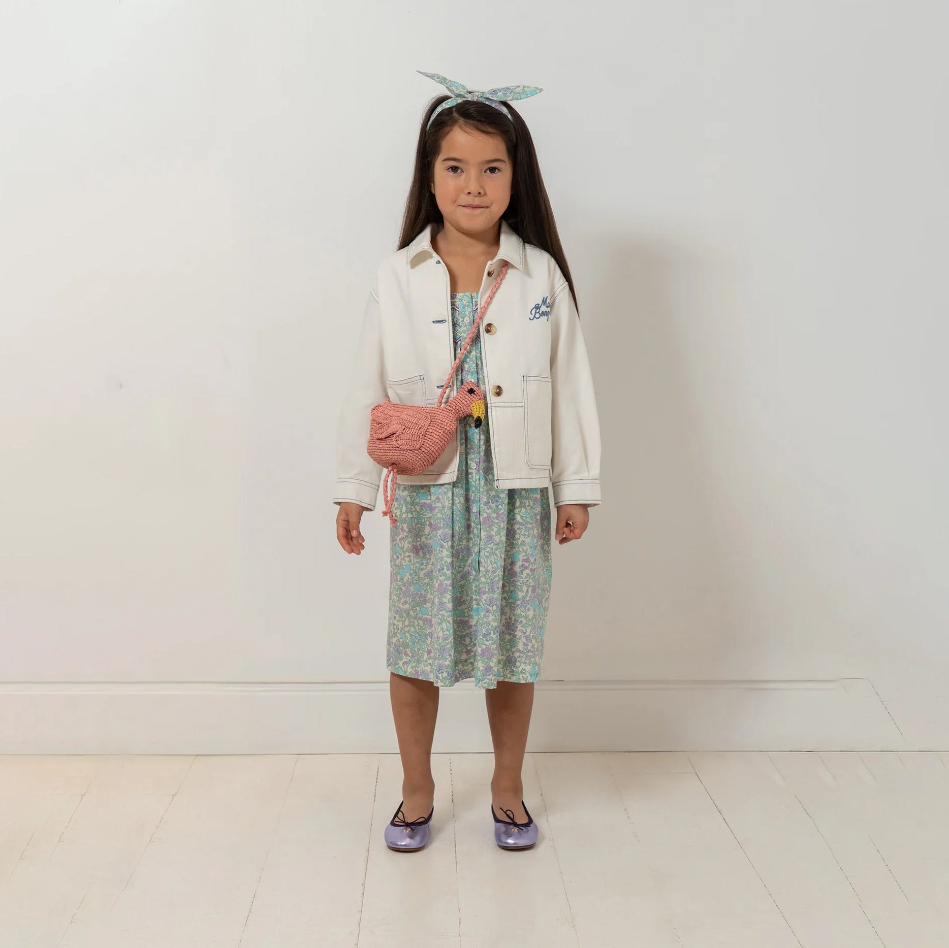 Girls White Denim Jacket