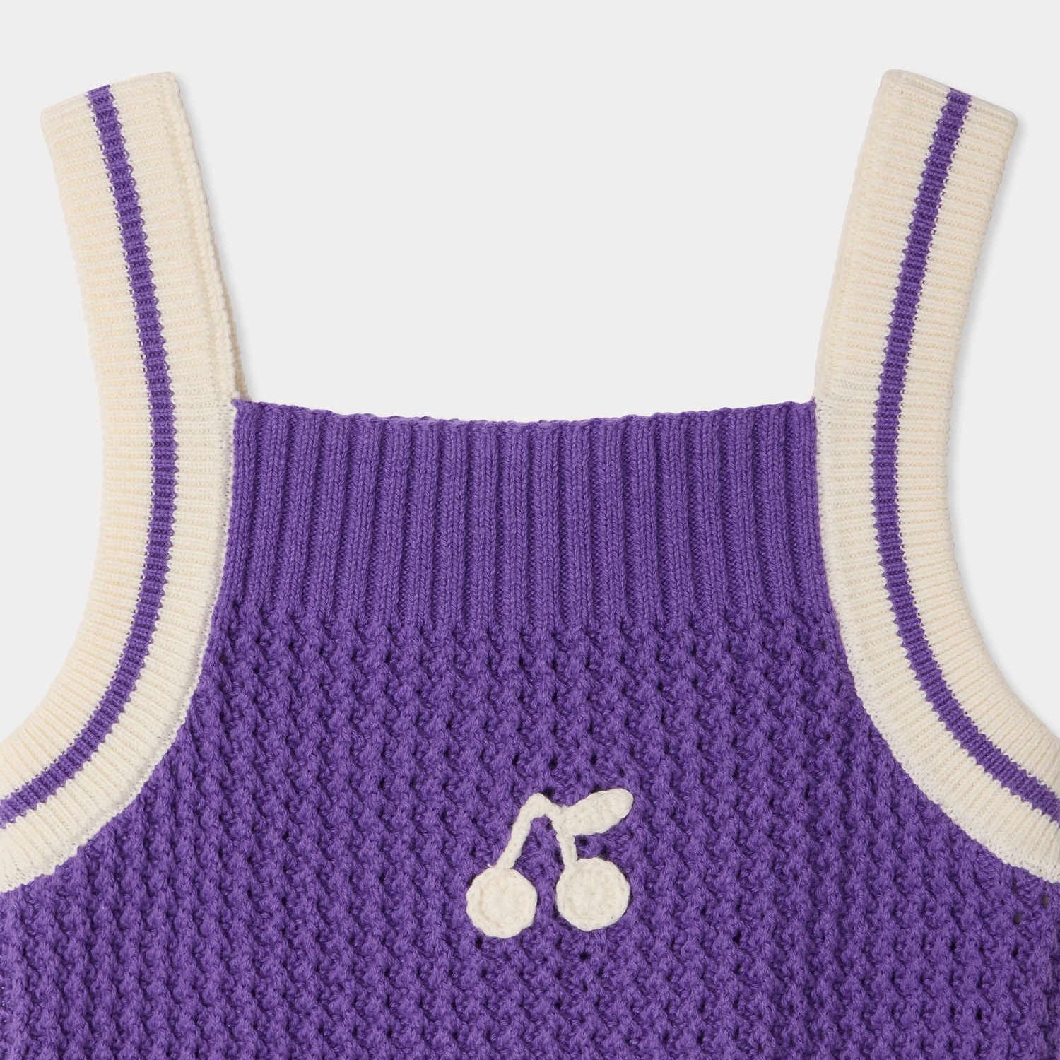 Girls Violet Cotton Knit Vest