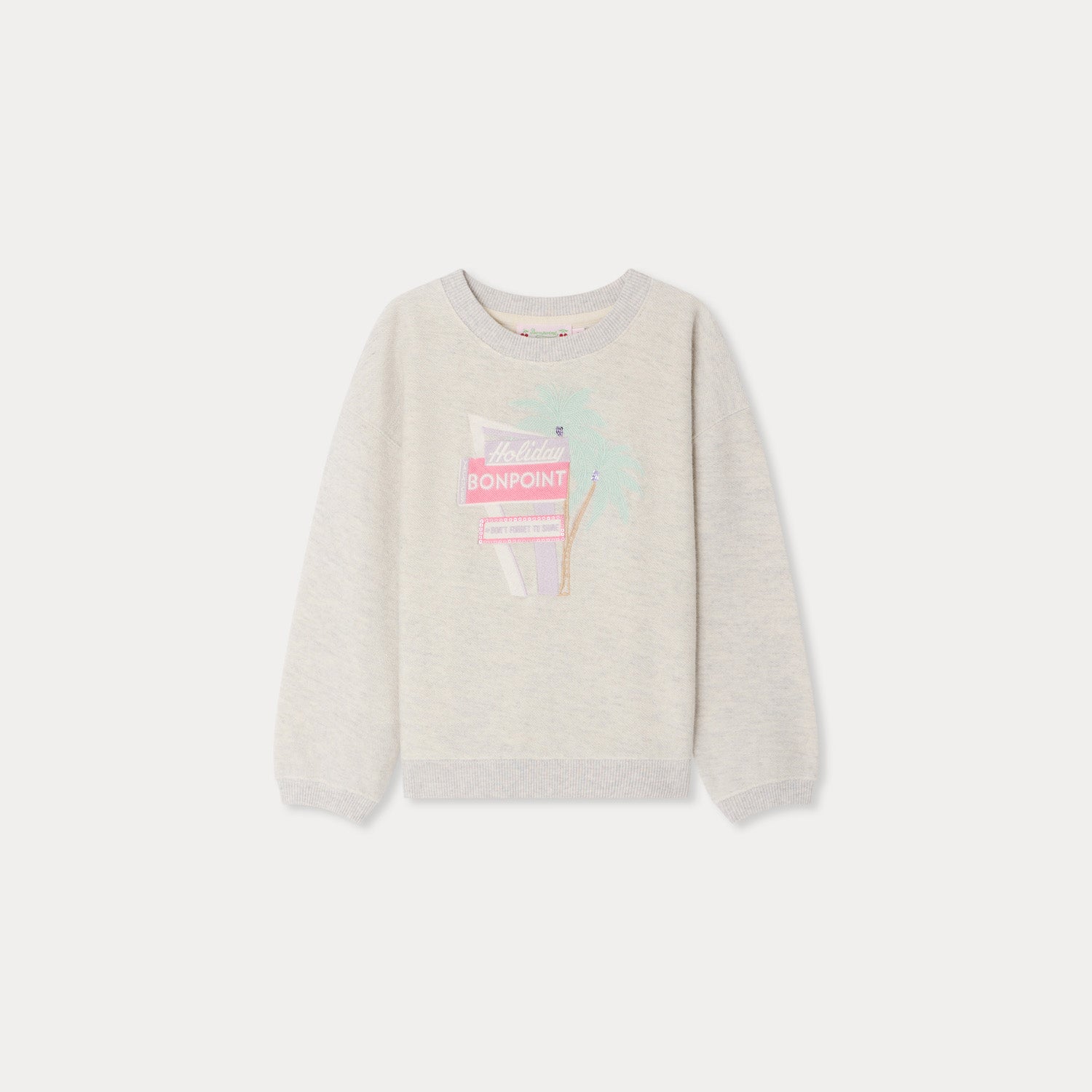 Girls Grey Embroidered Cotton Sweatshirt