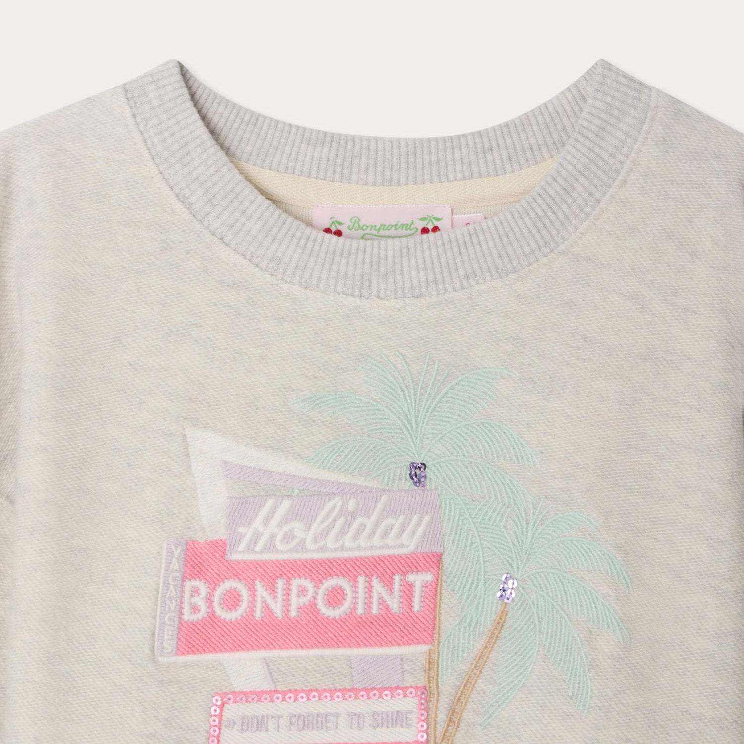 Girls Grey Embroidered Cotton Sweatshirt