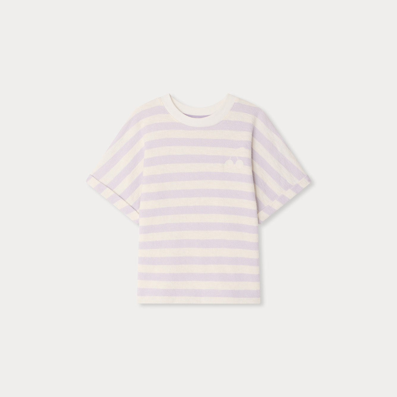 Girls Lilac Stripes Cotton T-Shirt
