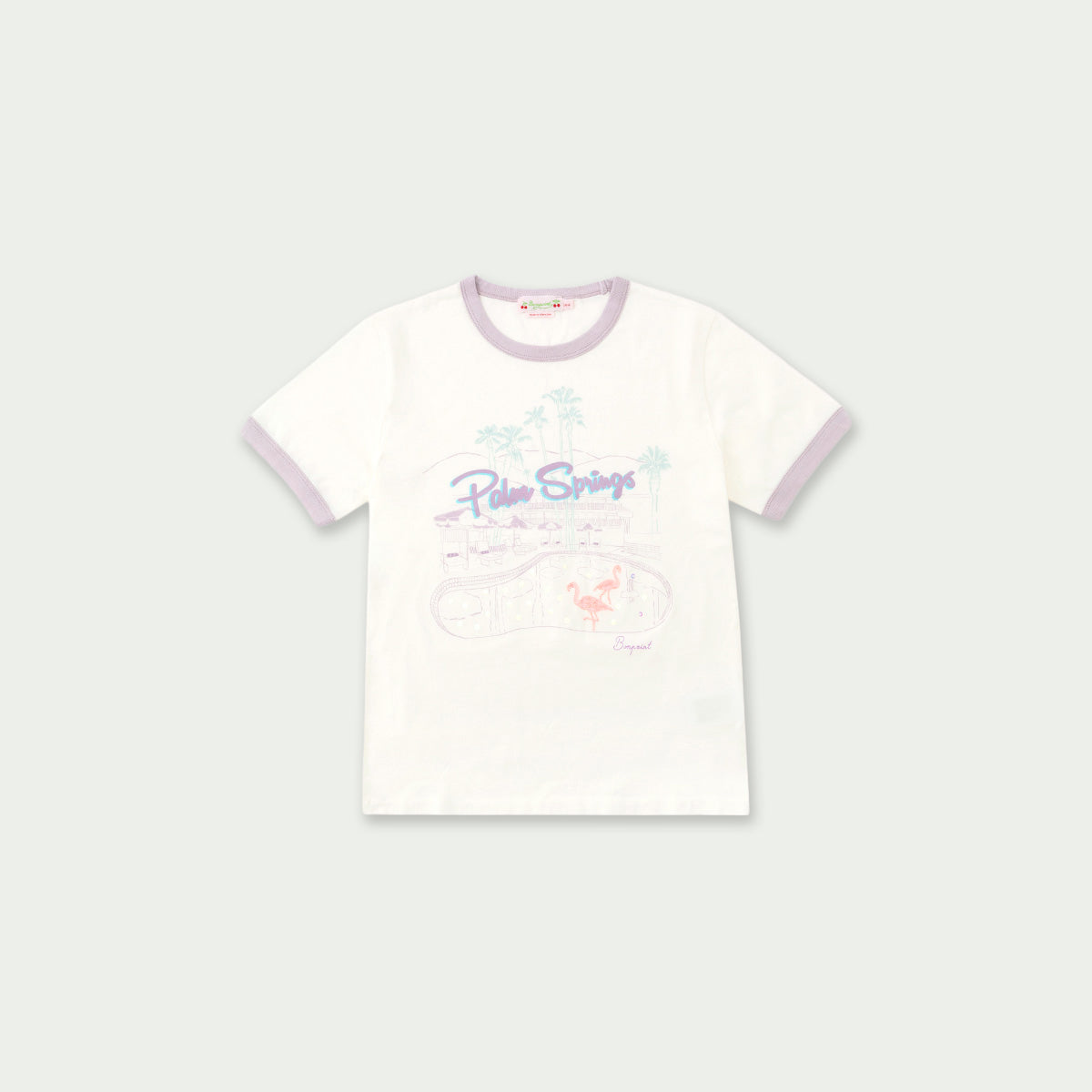 Girls White Printed Cotton T-Shirt
