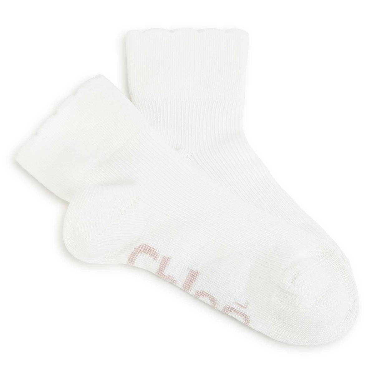 Girls White Logo Cotton Socks