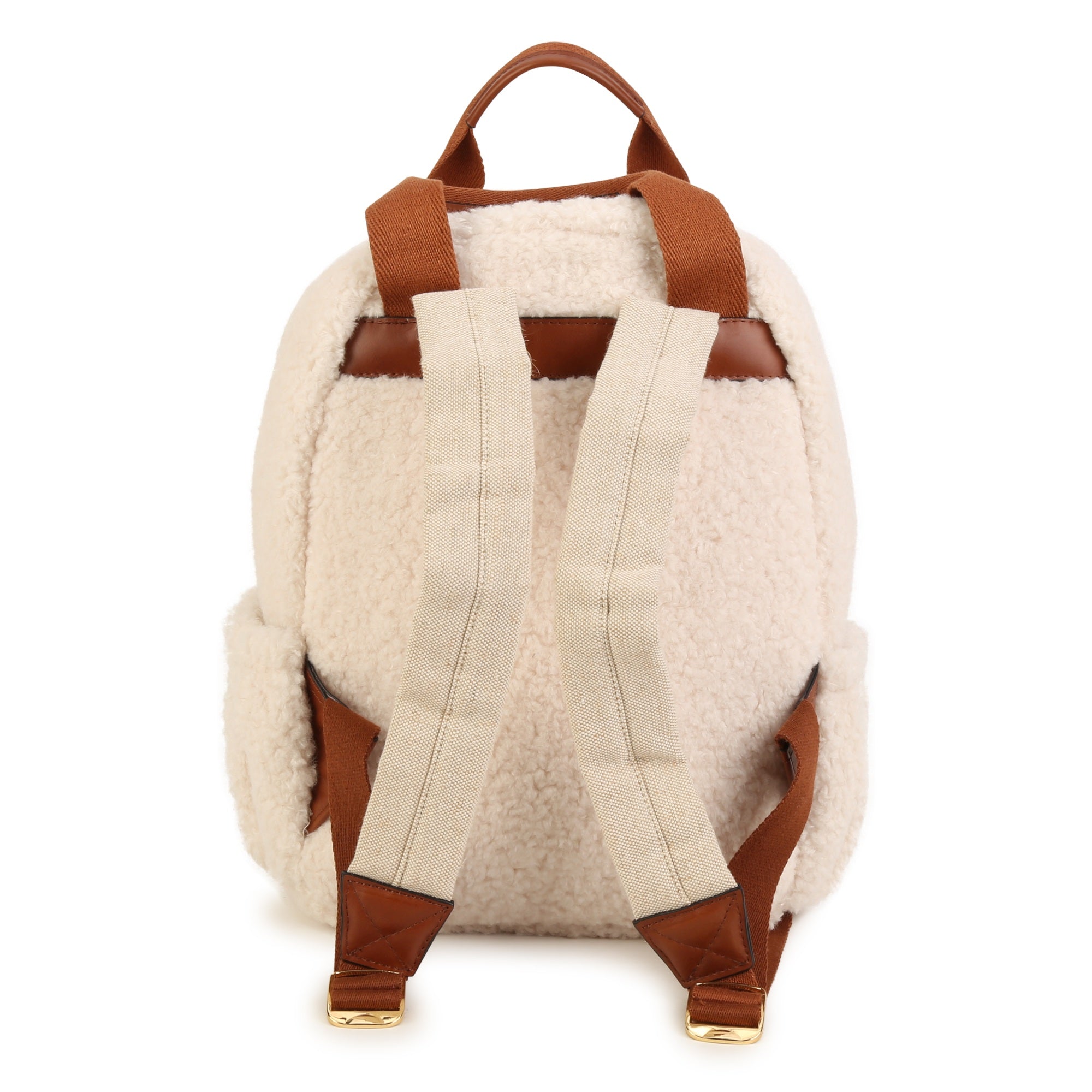 Girls White Logo Sherpa Fleece Backpack(36cm)