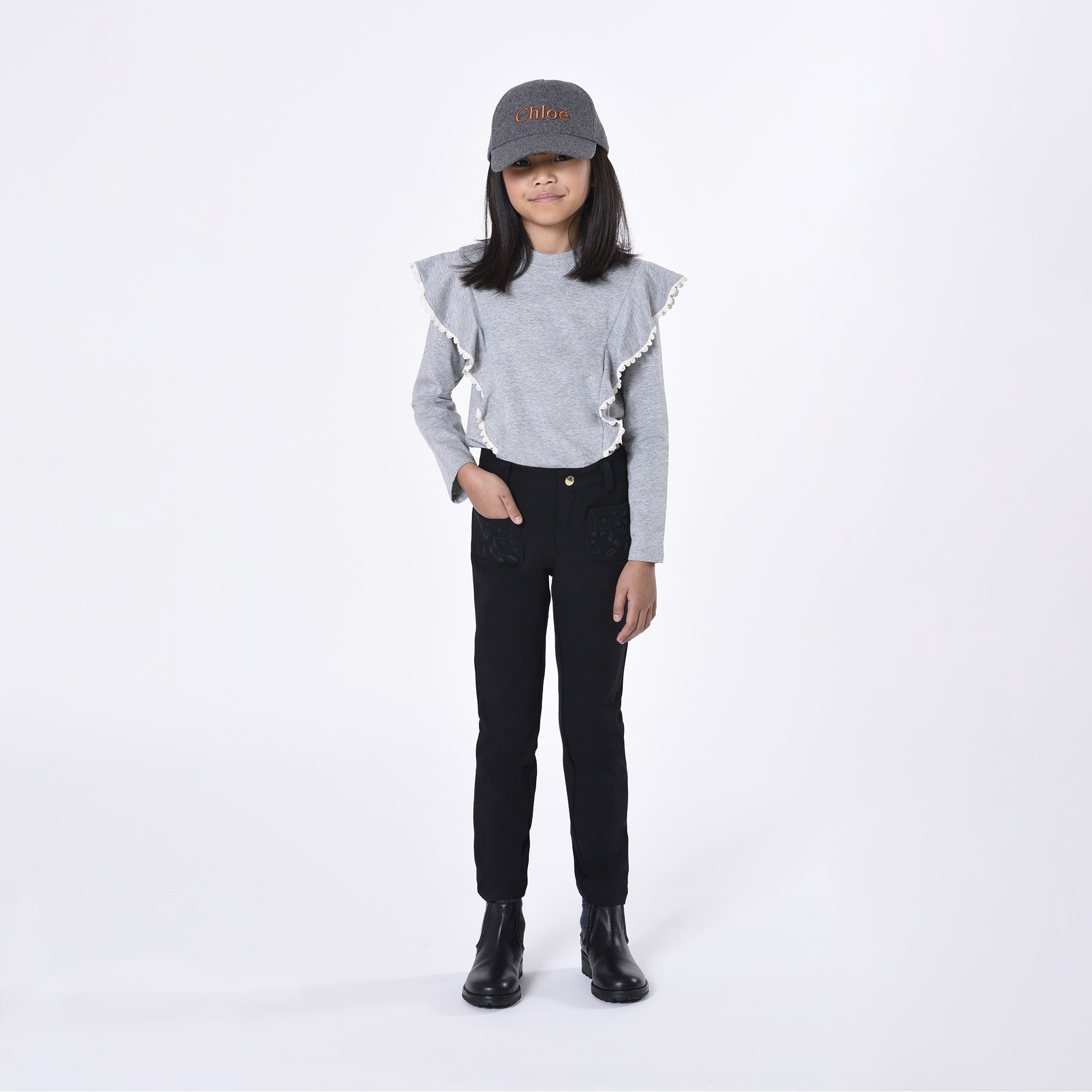 Girls Grey Logo Cap
