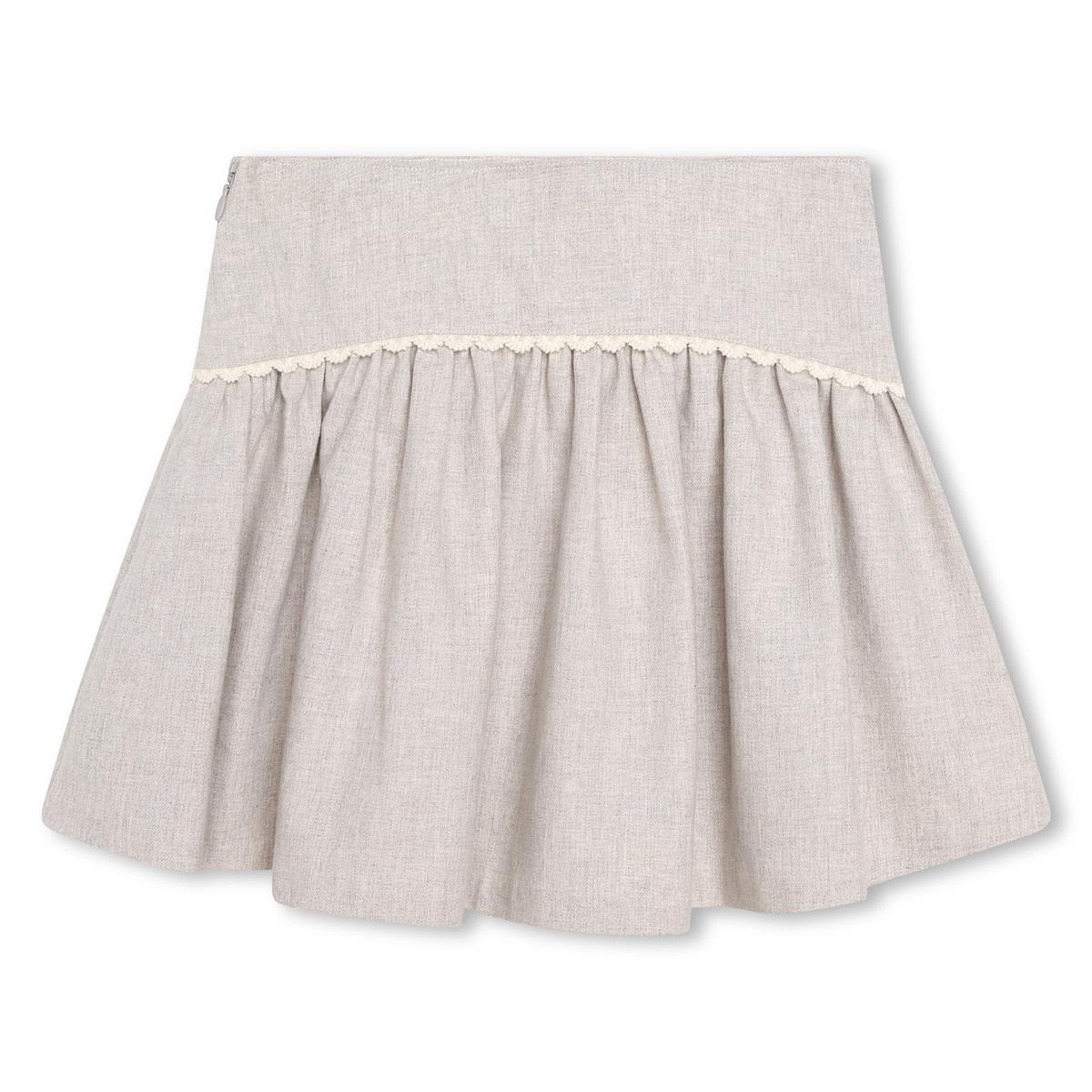 Girls Grey Embroidered Skirt