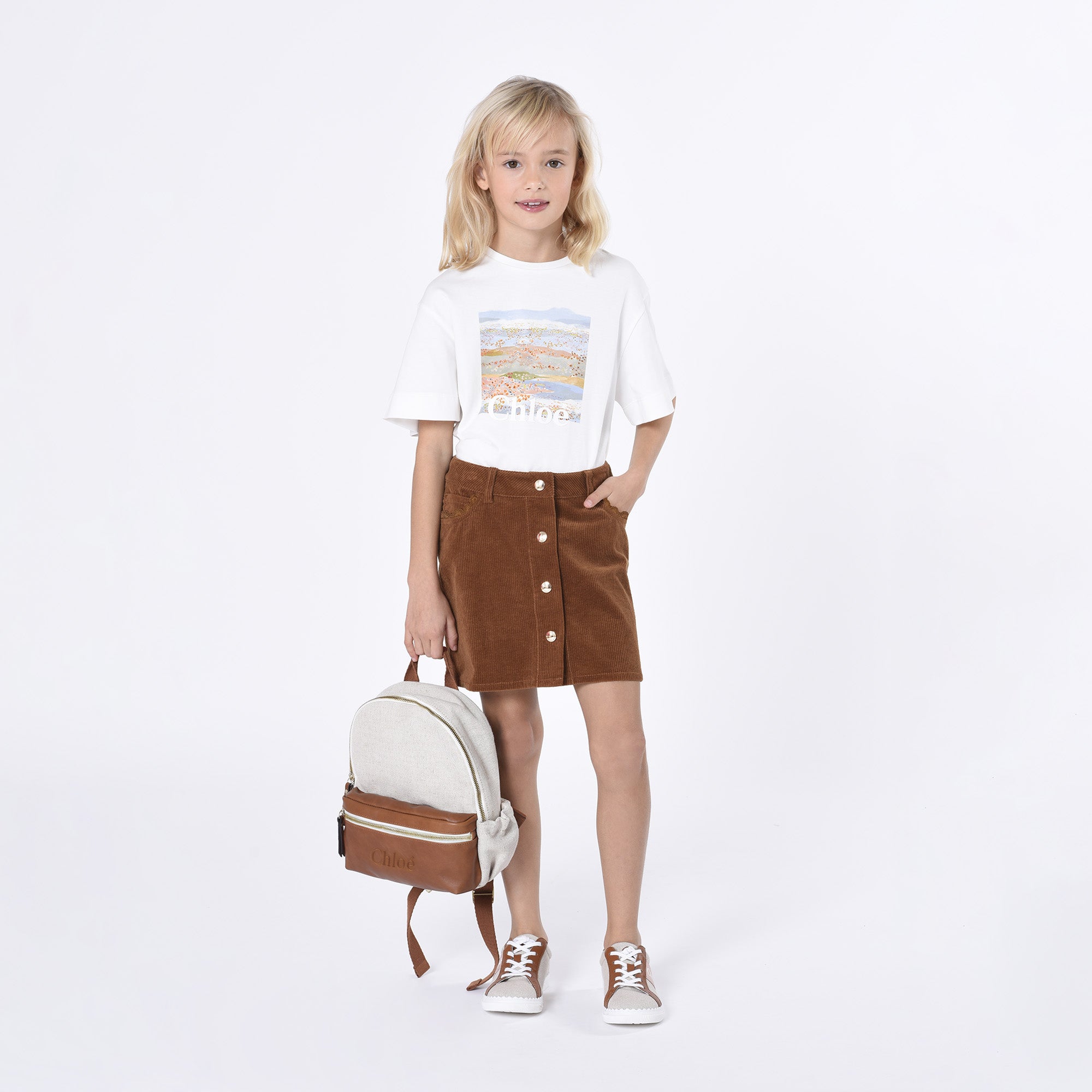 Girls Brown Corduroy Skirt
