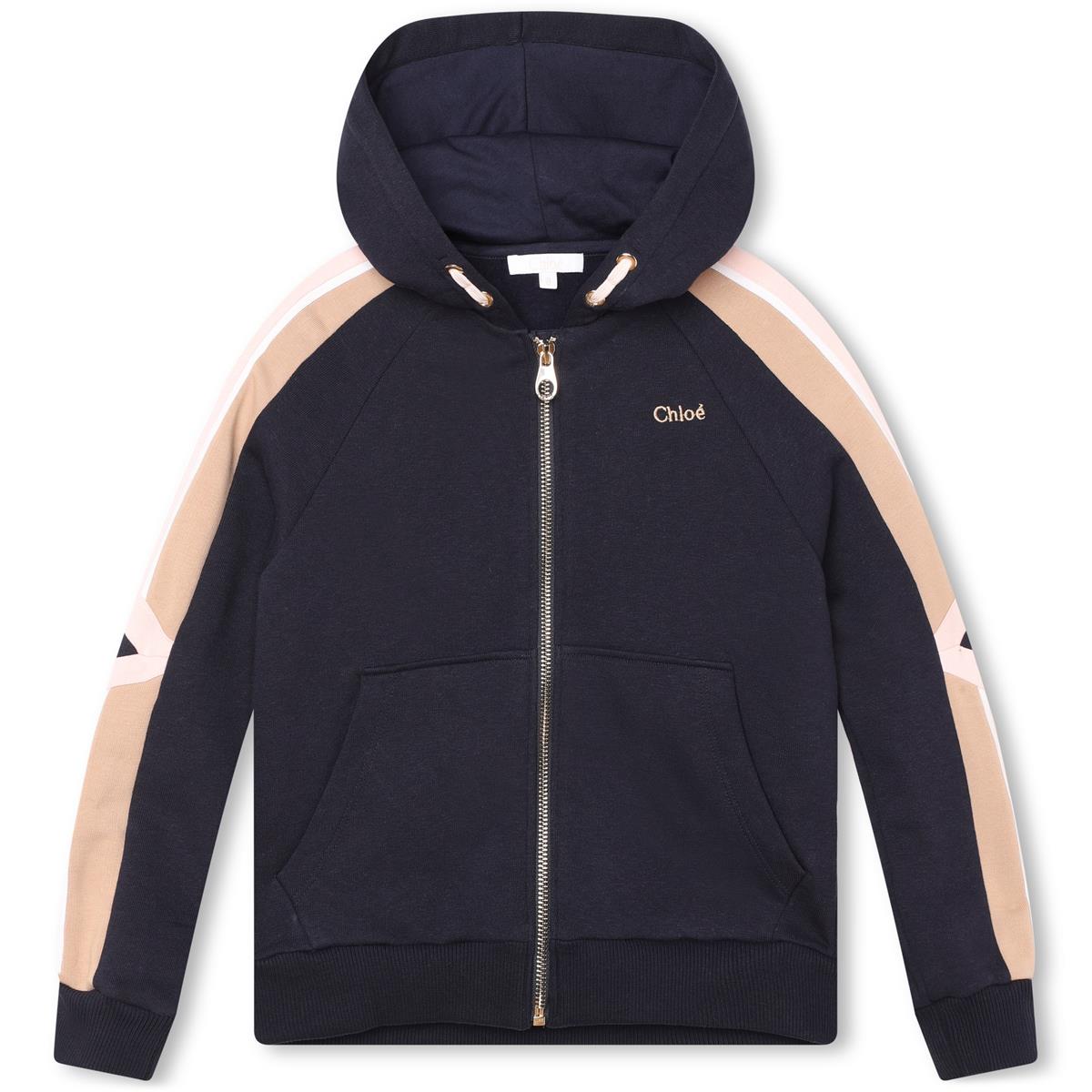 Girls Navy Zip-Up Top