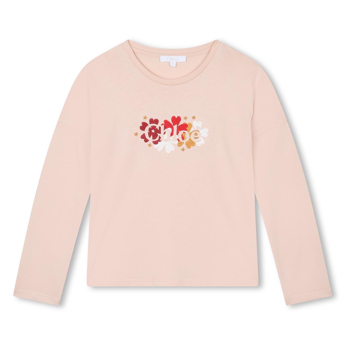 Girls Pink Logo Cotton T-Shirt