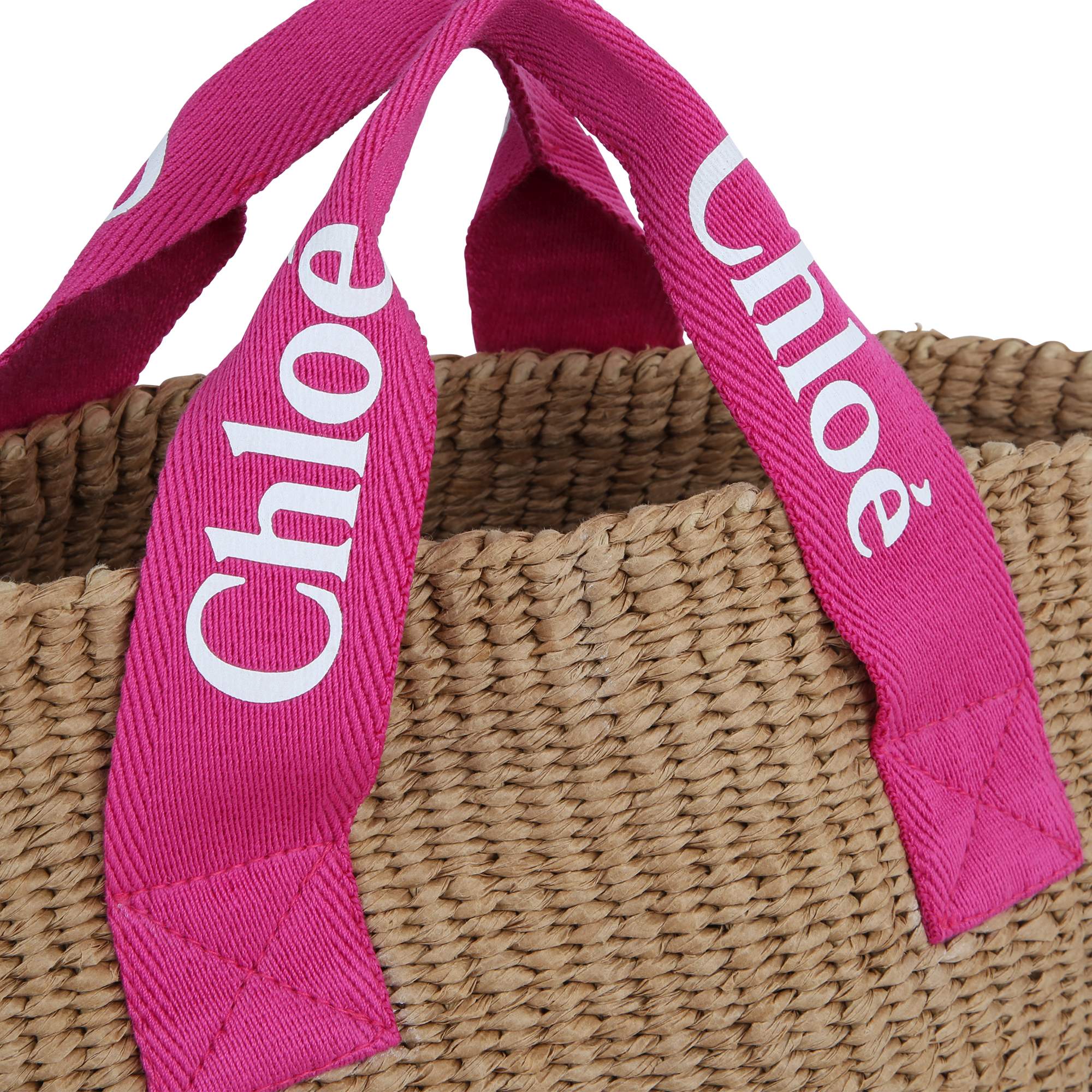 Girls Beige Woven Straw Handbag