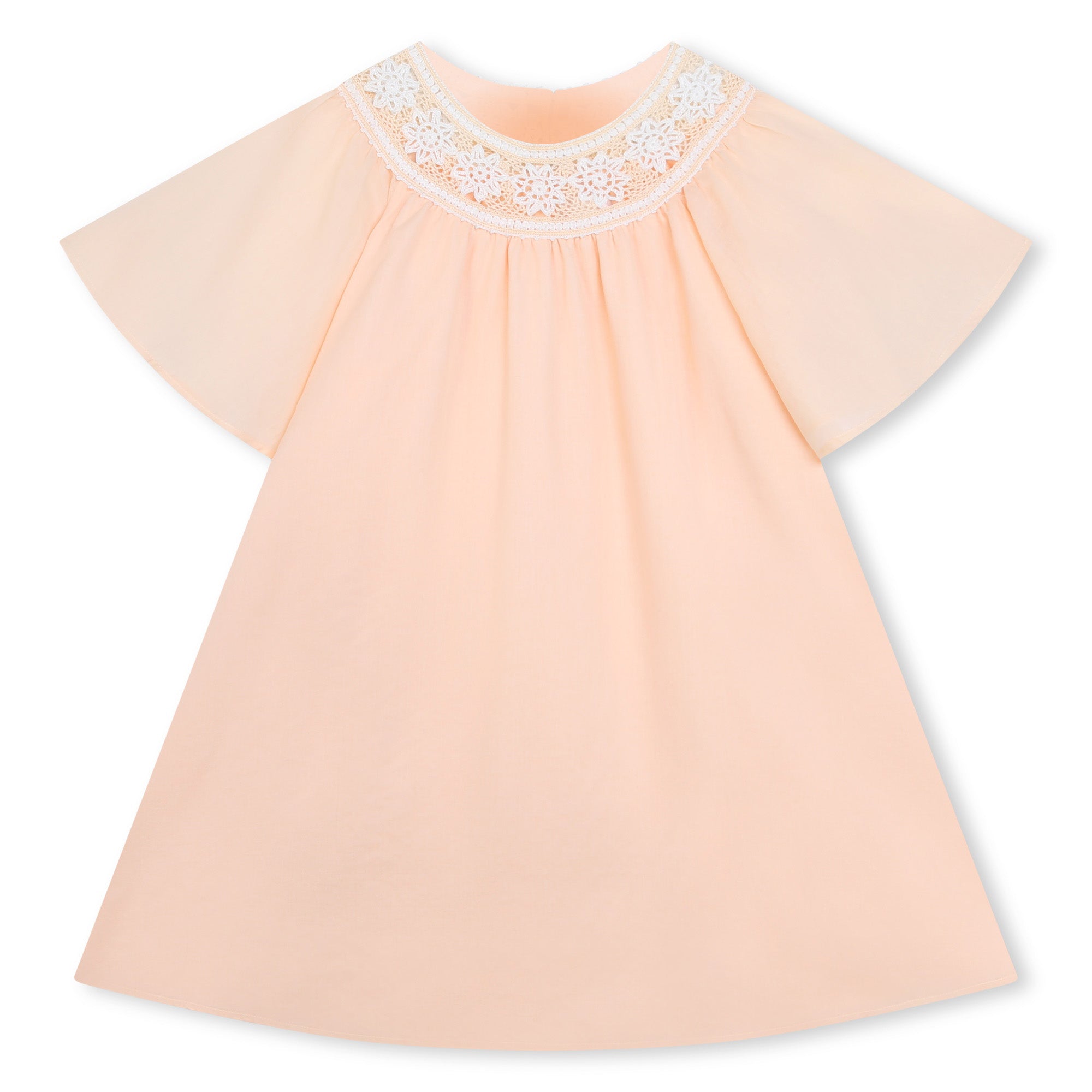 Girls Light Pink Embroidered Cotton Dress