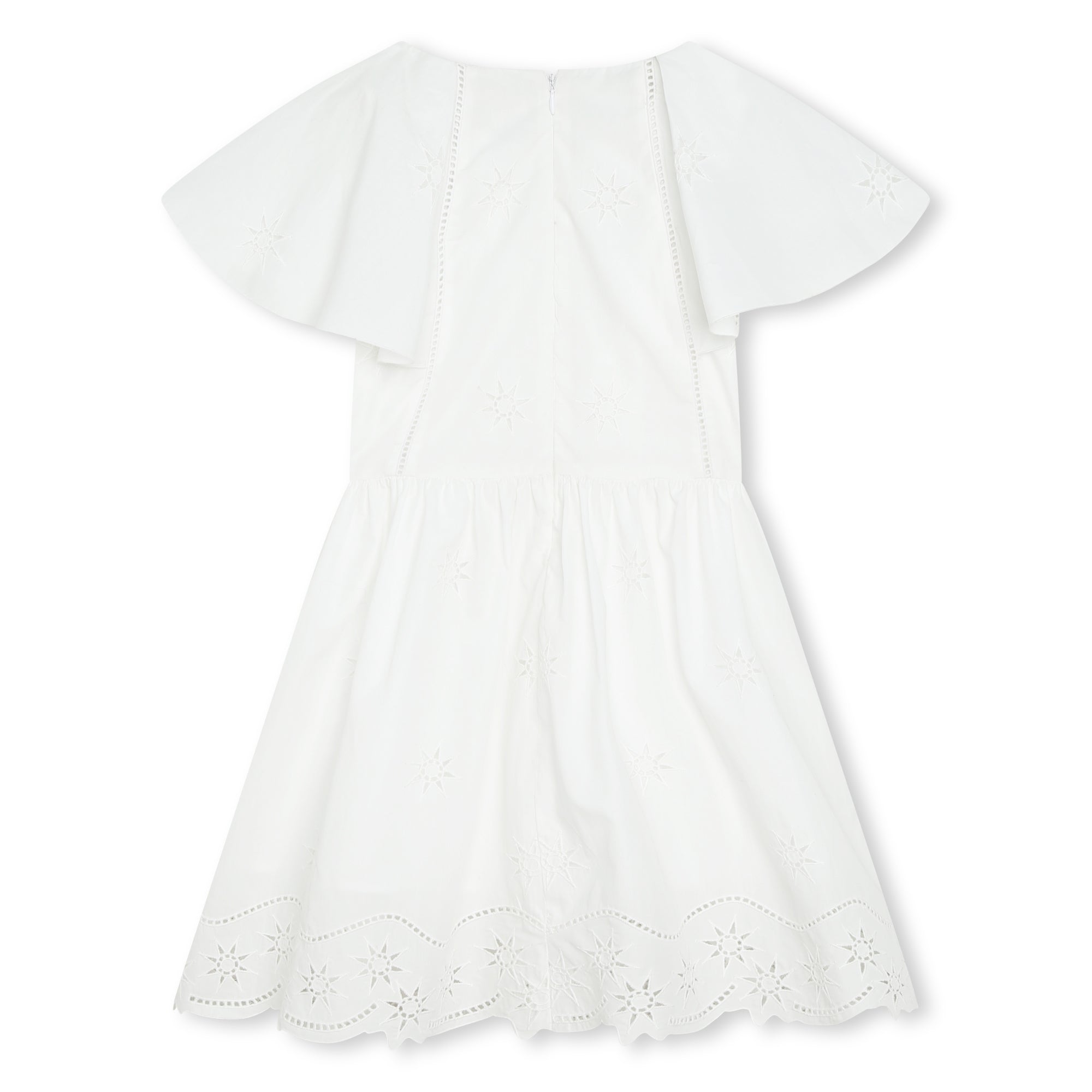 Girls White Embroidered Cotton Dress
