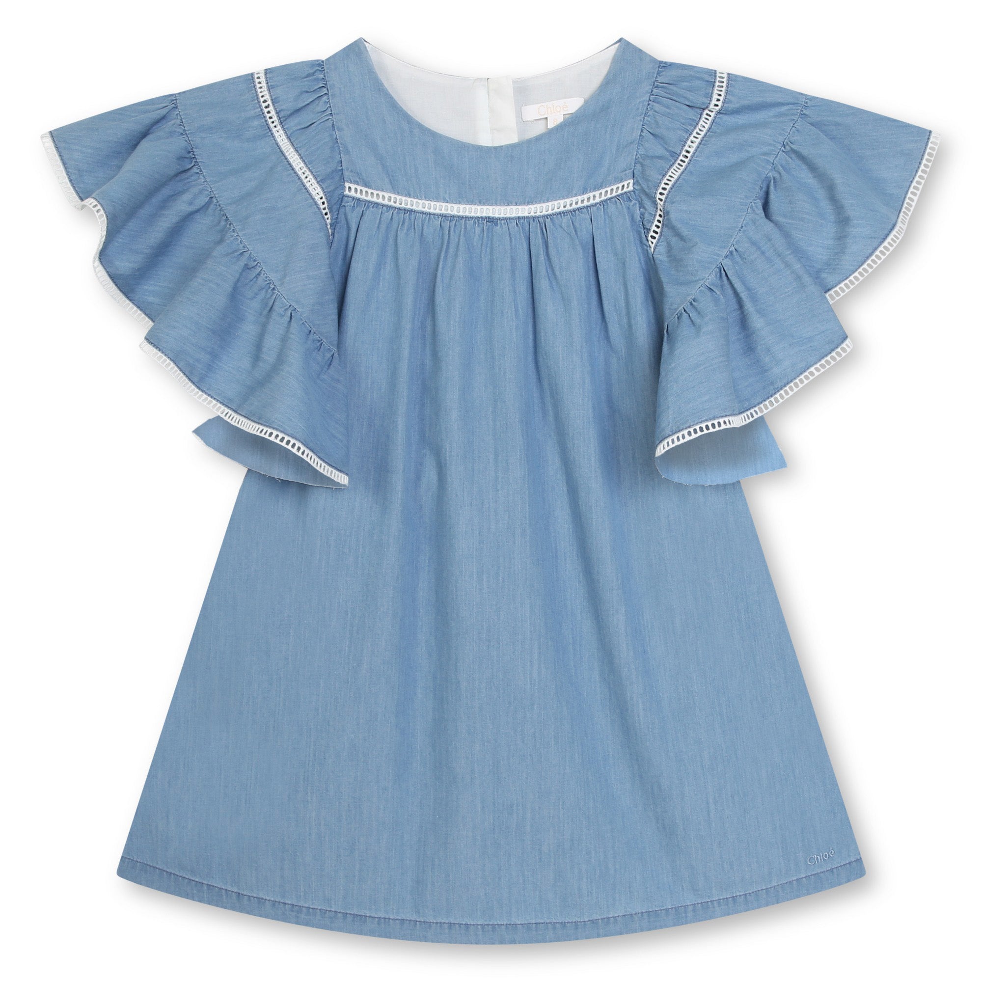 Girls Blue Ruffled Cotton Dress