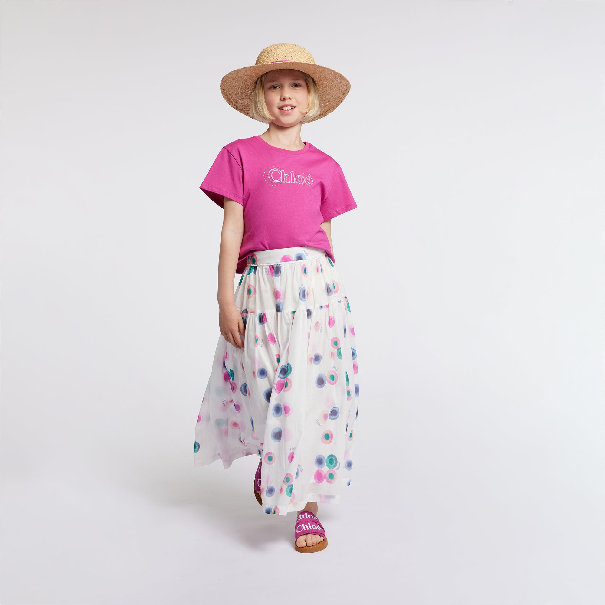 Girls White Cotton Skirt