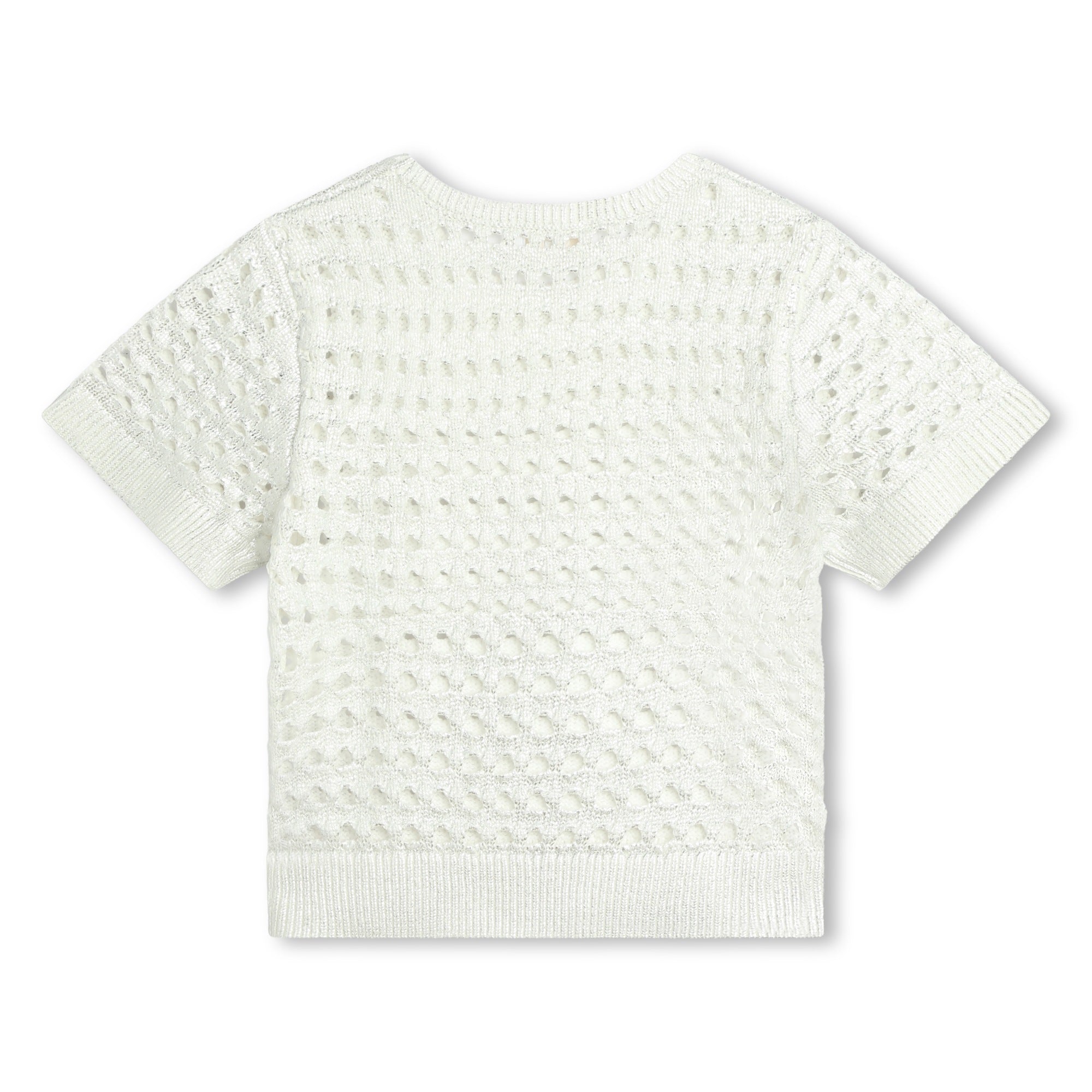 Girls White Hollow Cotton Sweater