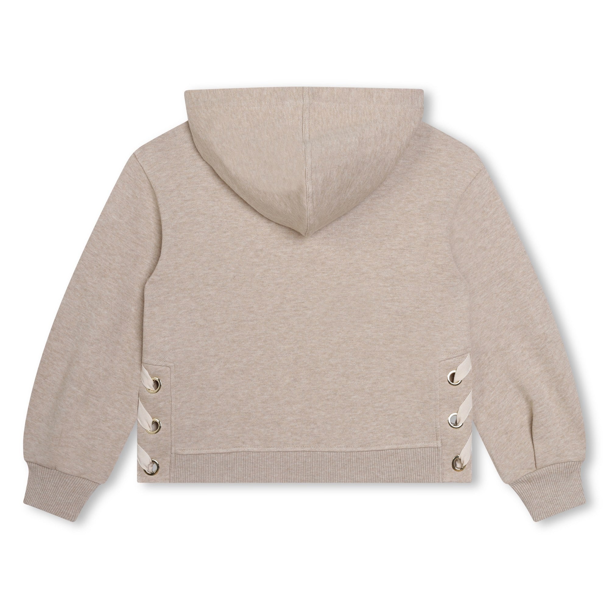 Girls Beige Hooded Cotton Sweatshirt