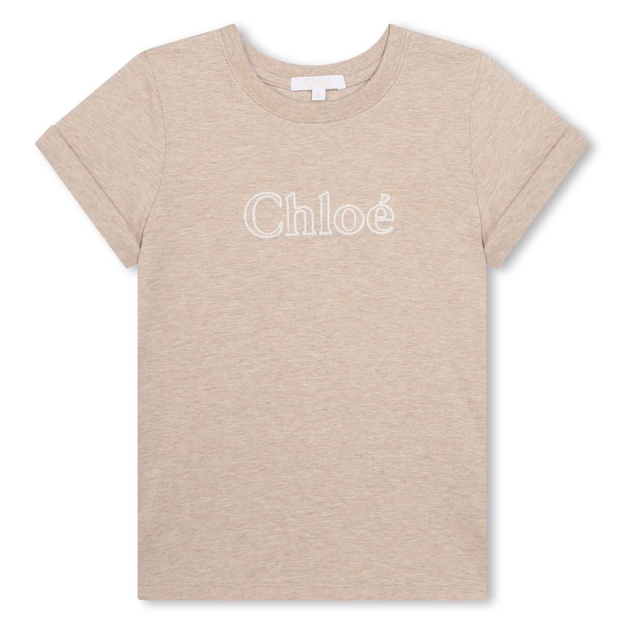 Girls Beige Logo Cotton T-Shirt