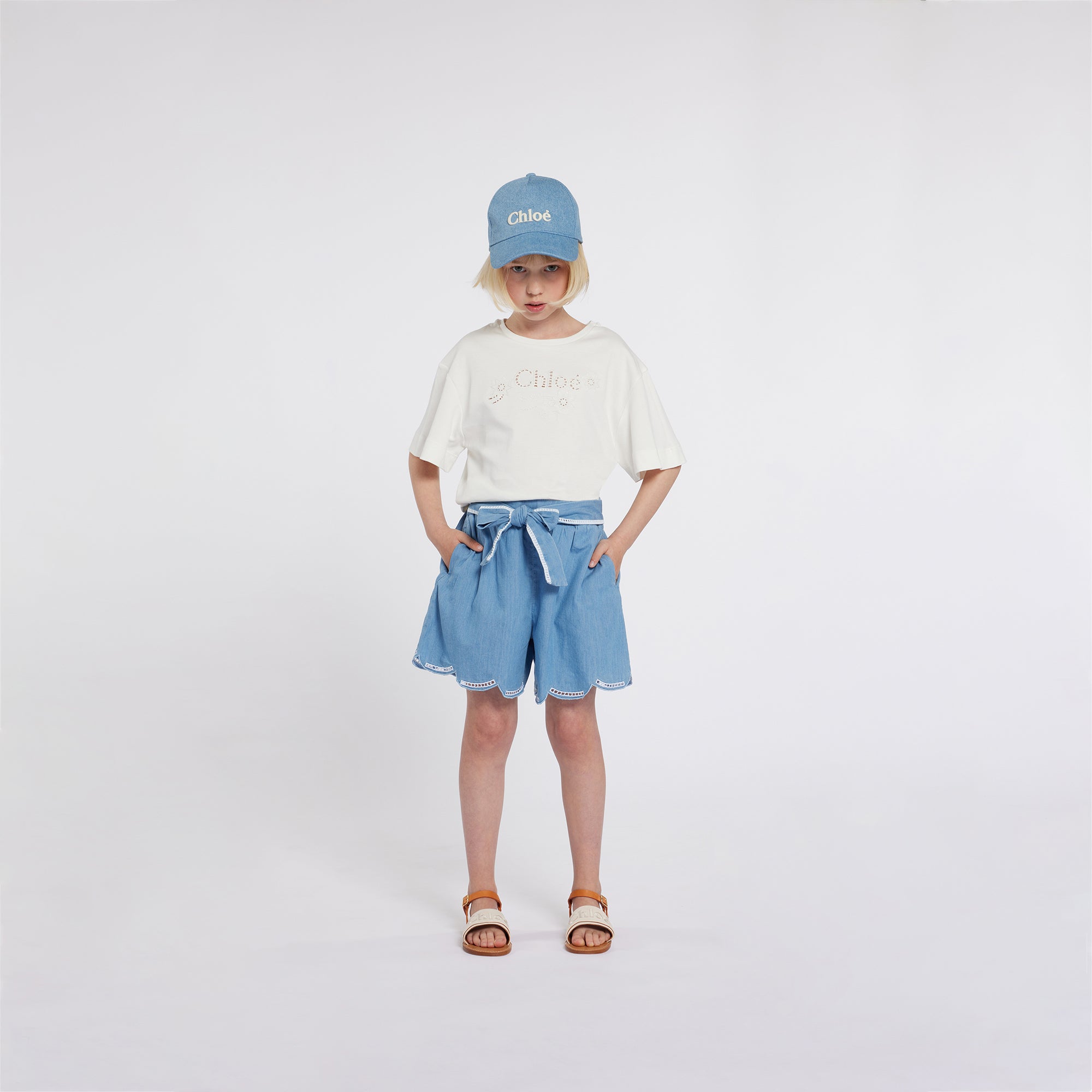 Girls Blue Denim Baseball Cap