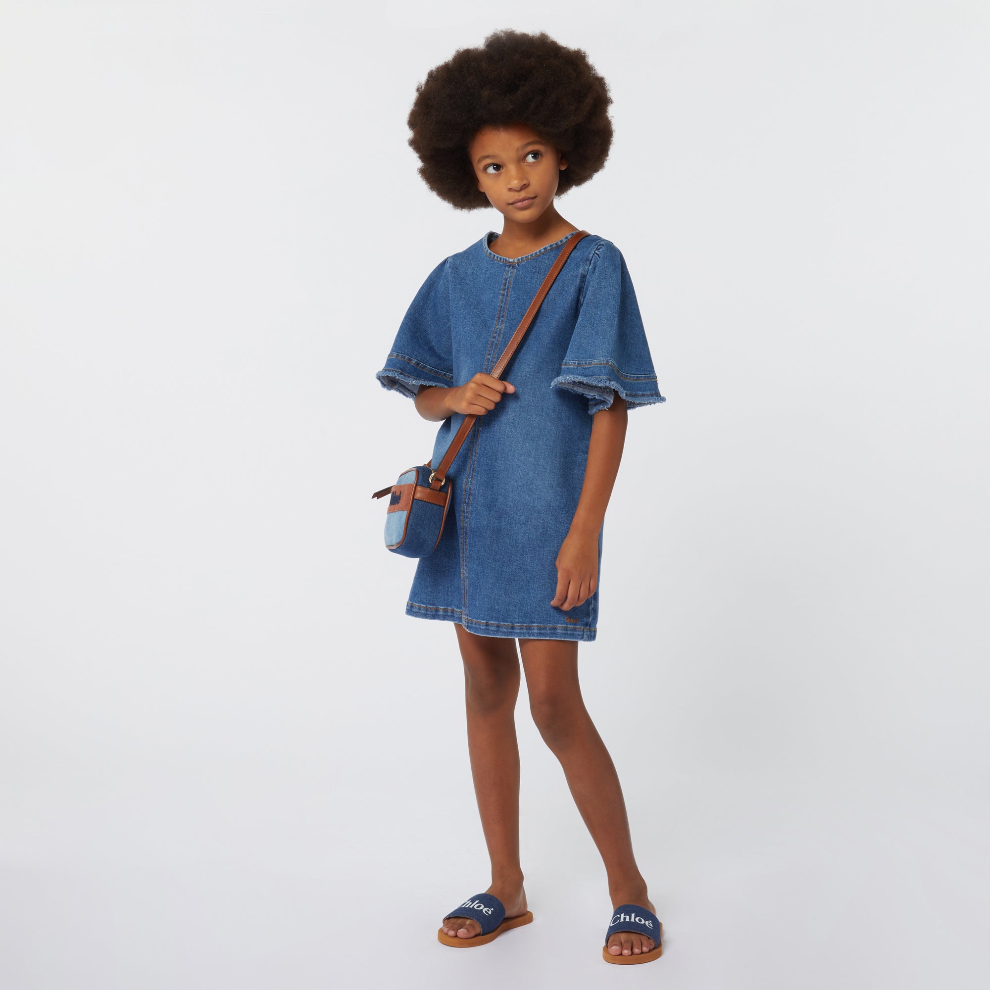 Girls Blue Denim Shoulder Bag