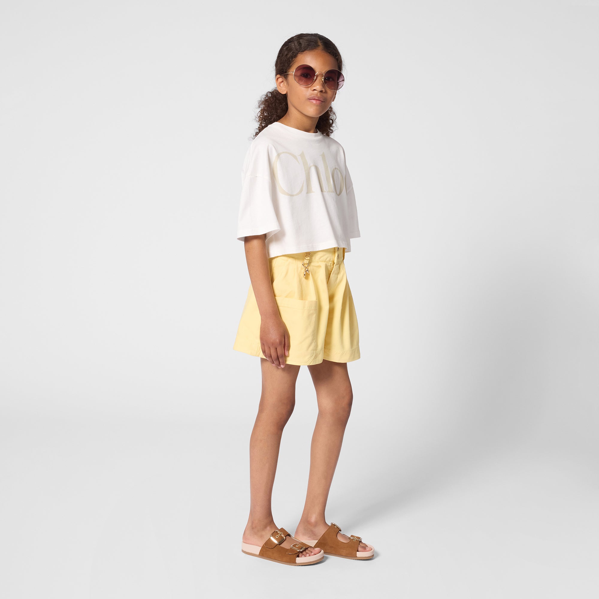 Girls White Logo Cotton T-Shirt
