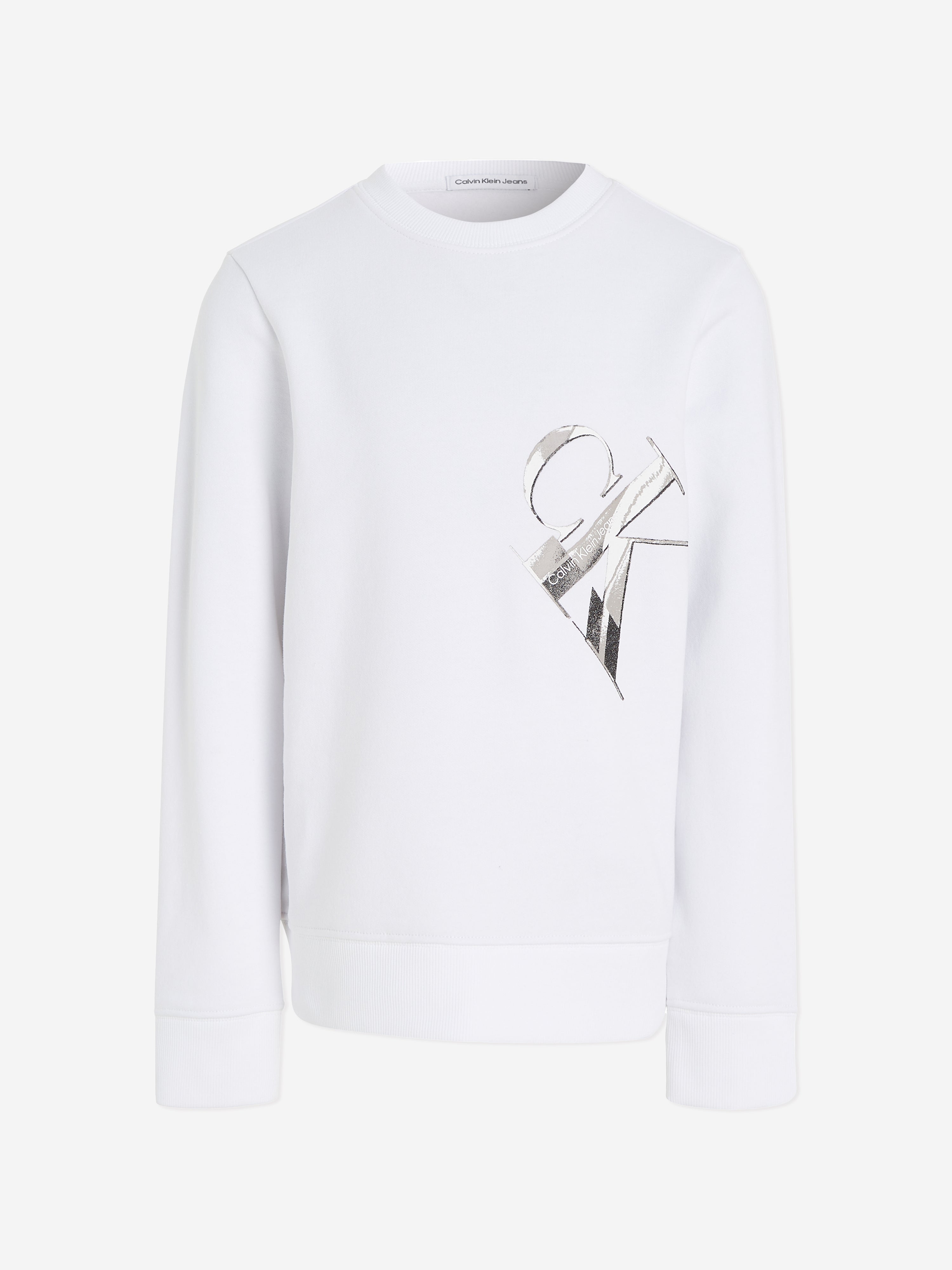 Calvin Klein Boys Hyper Real Monogram Sweatshirt in White