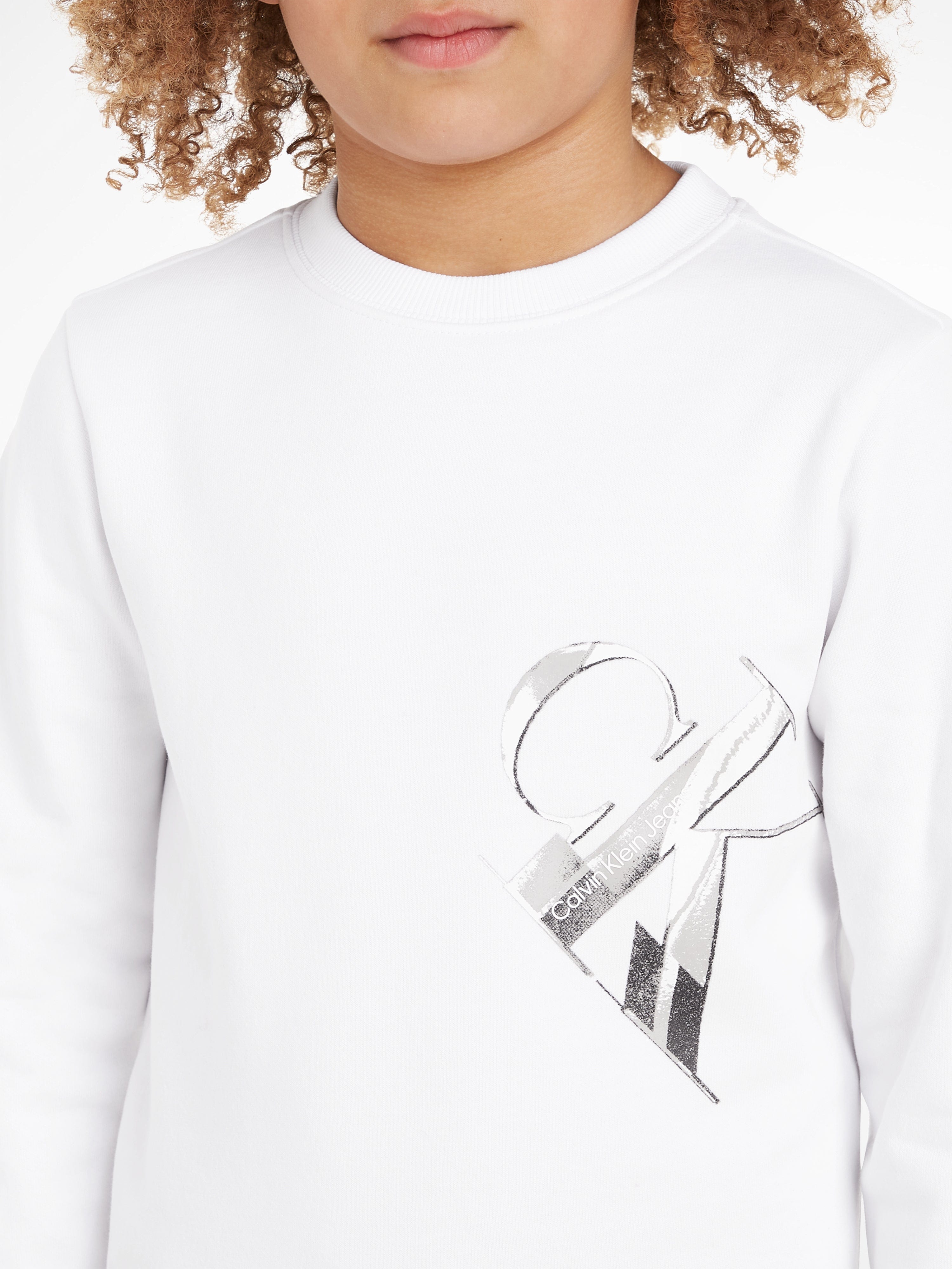 Calvin Klein Boys Hyper Real Monogram Sweatshirt in White