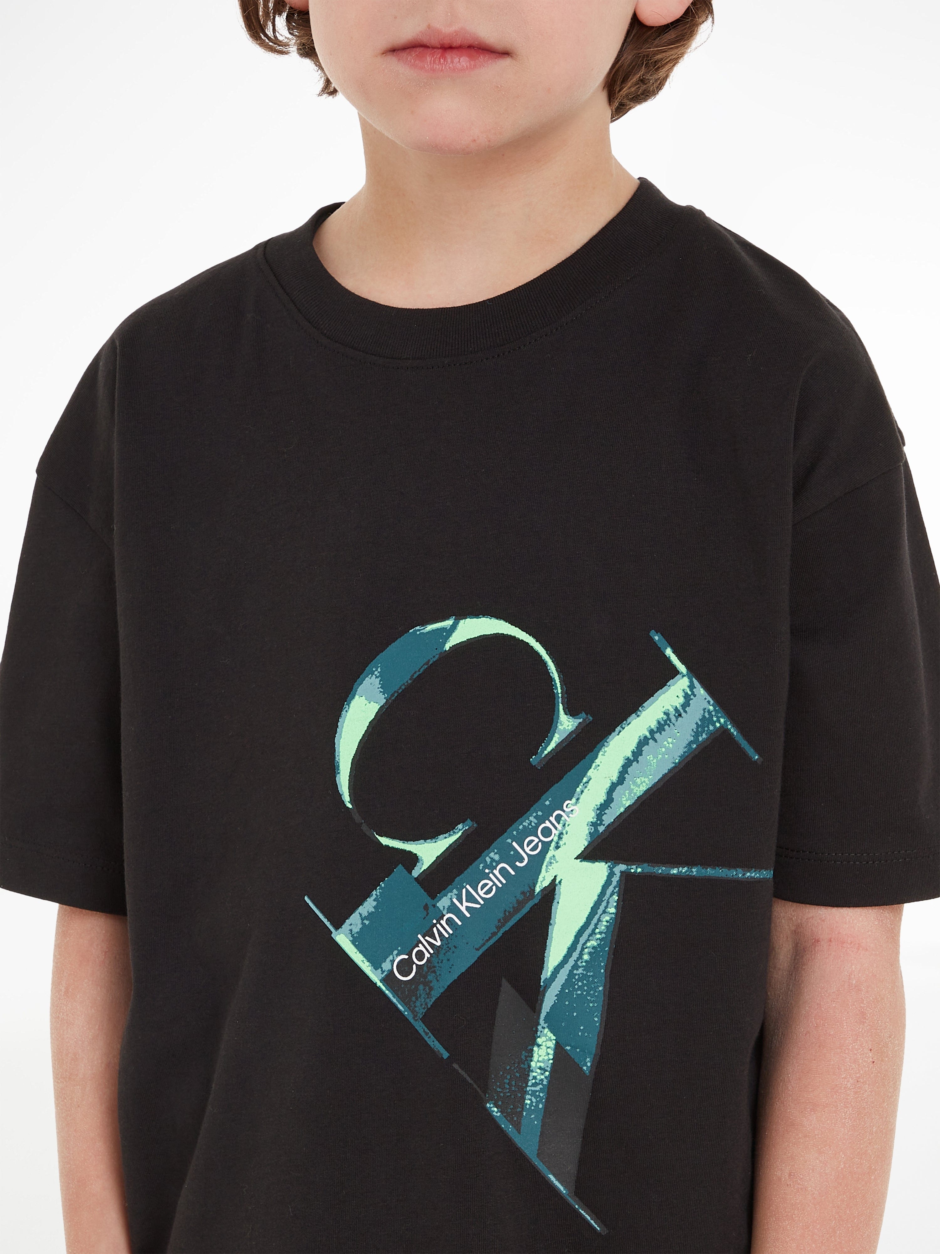 Calvin Klein Boys Hyper Real Monogram T-Shirt in Black