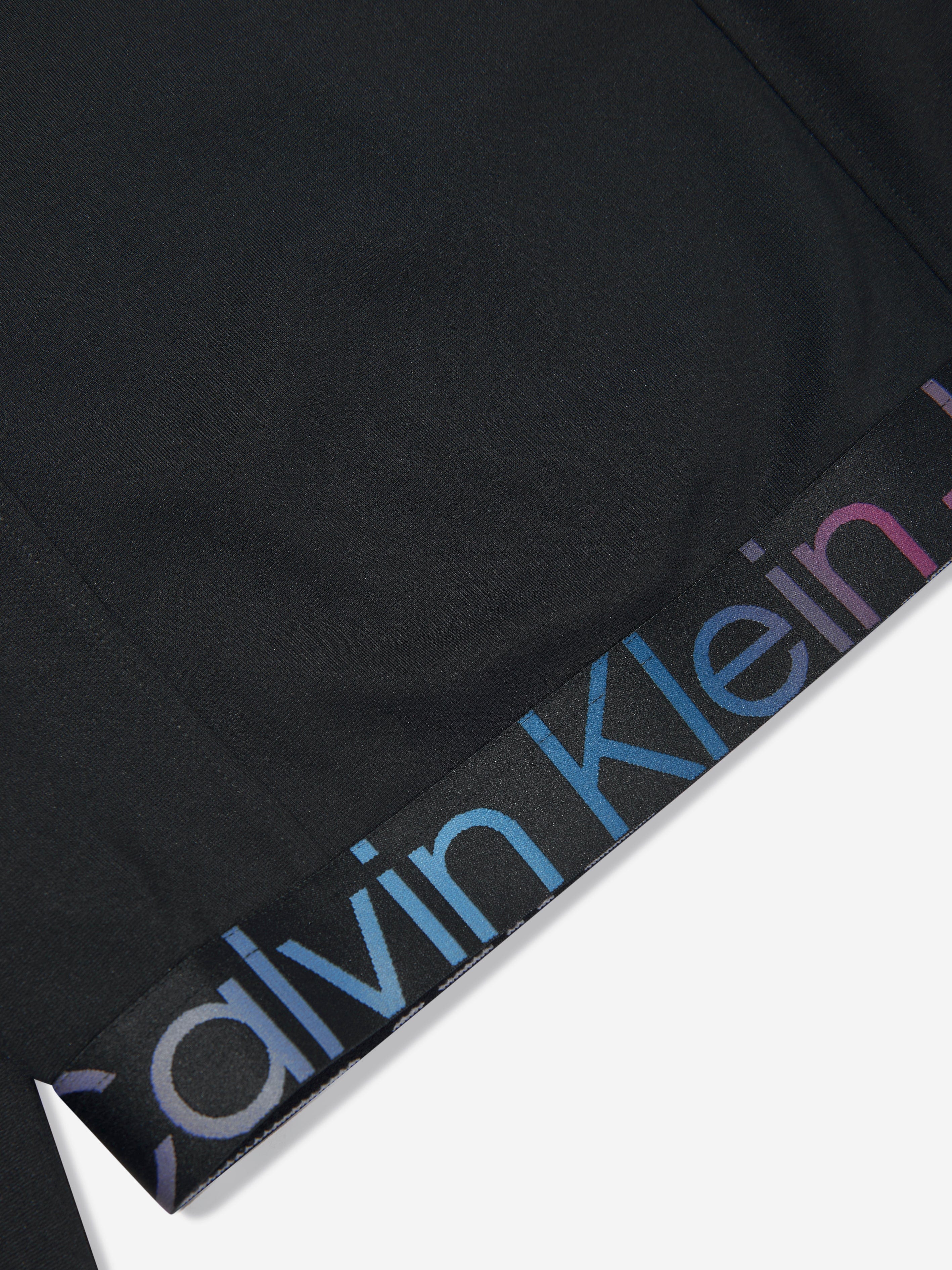 Calvin Klein Girls Punto Tape Long Sleeve Top in Black
