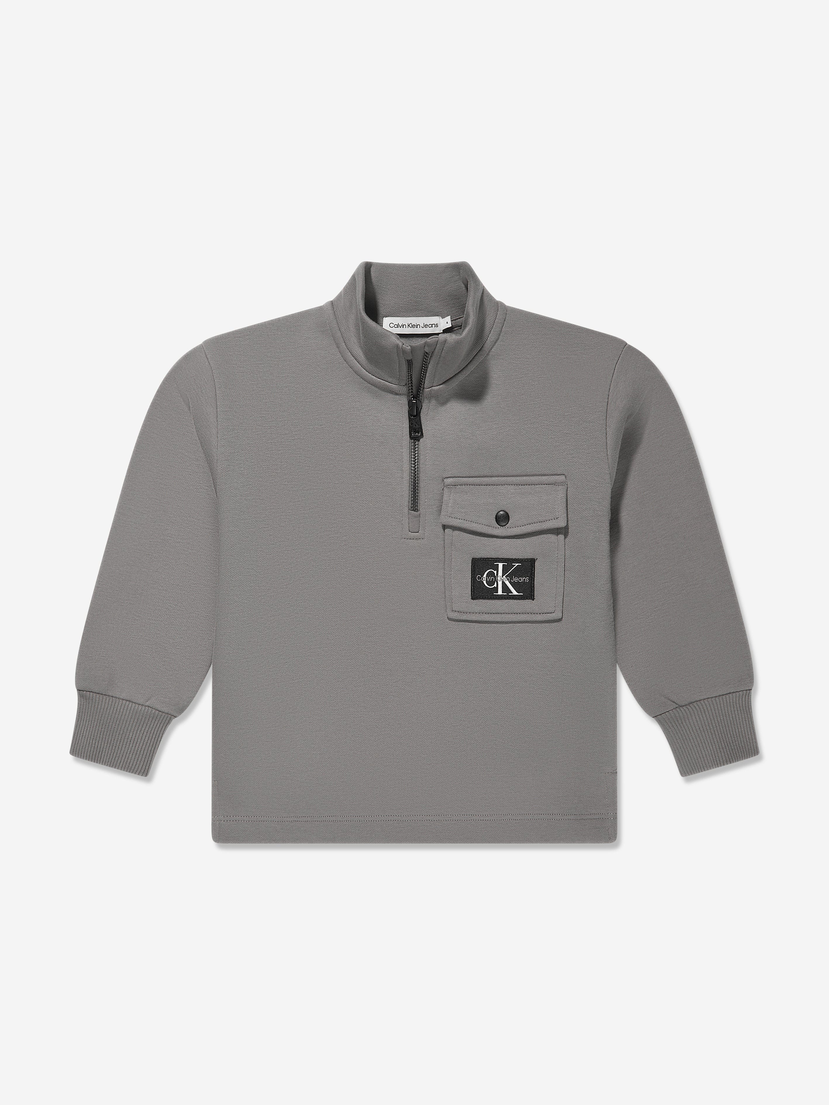 Calvin Klein Boys Half Zip Fleece Popover in Grey