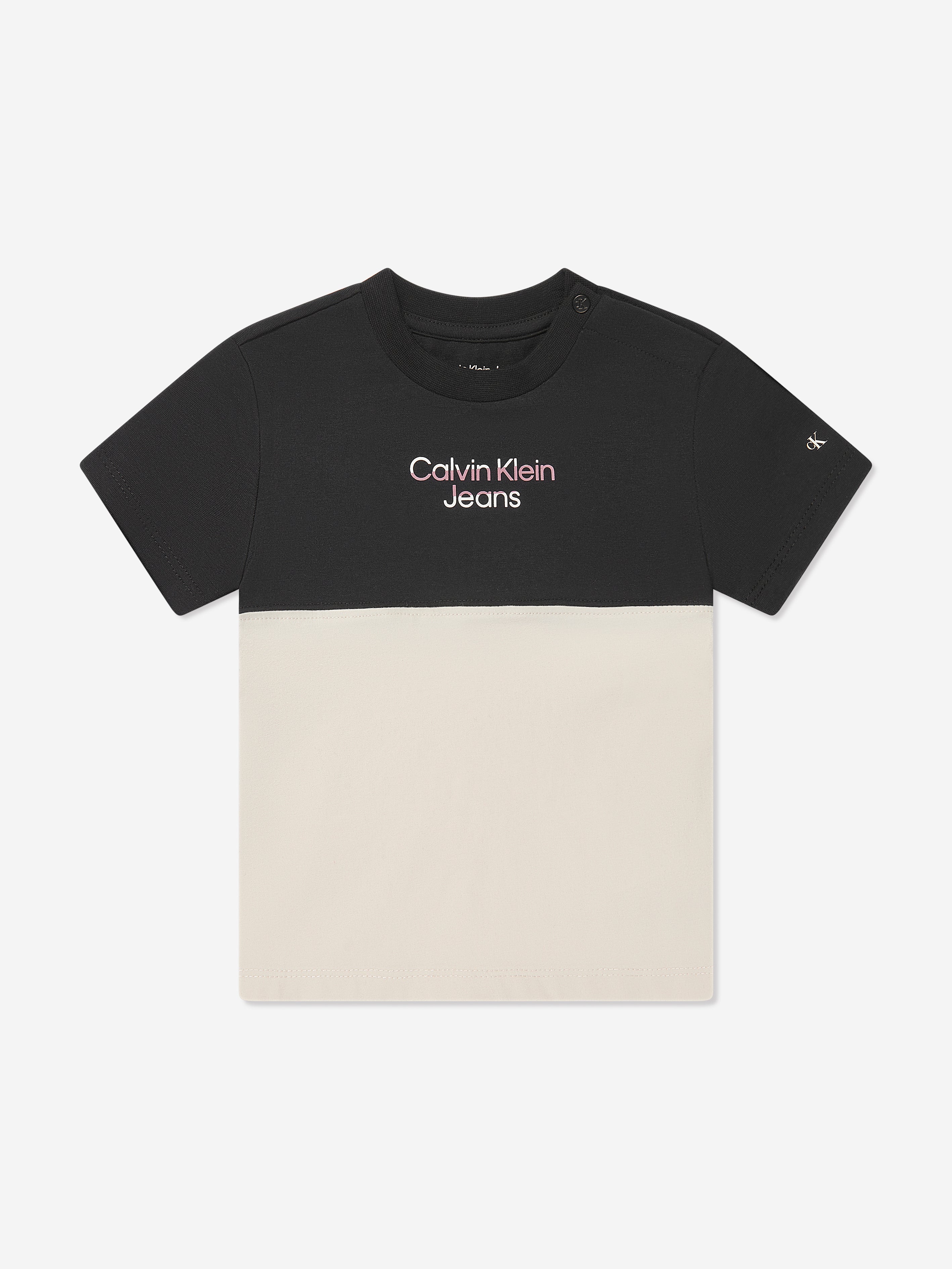 Calvin Klein Baby Hero Logo Colourblock T-Shirt in Black