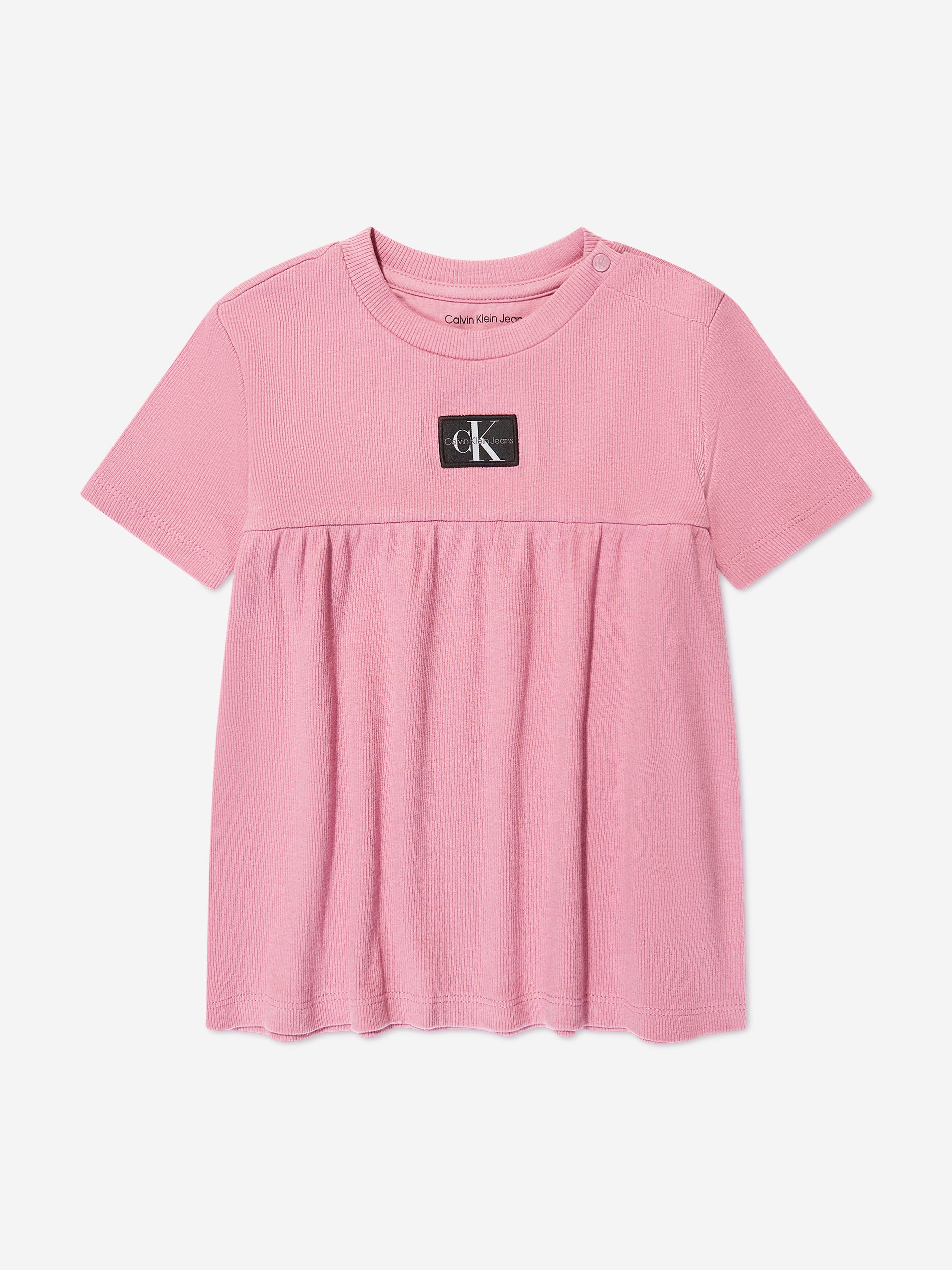 Calvin Klein Baby Girls Monogram Rib Dress in Pink