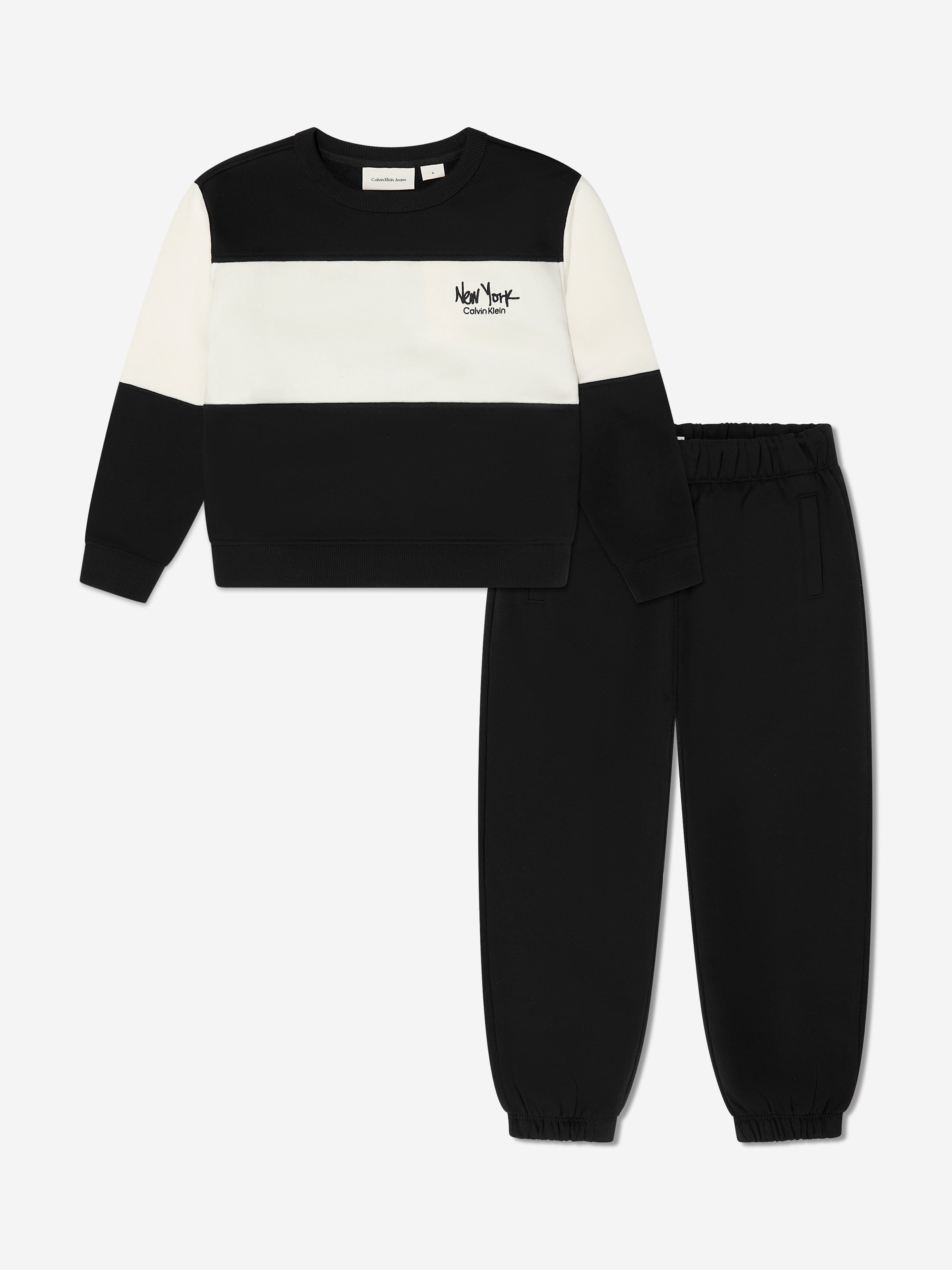 Boys Striped Coloublock Tracksuit in Black
