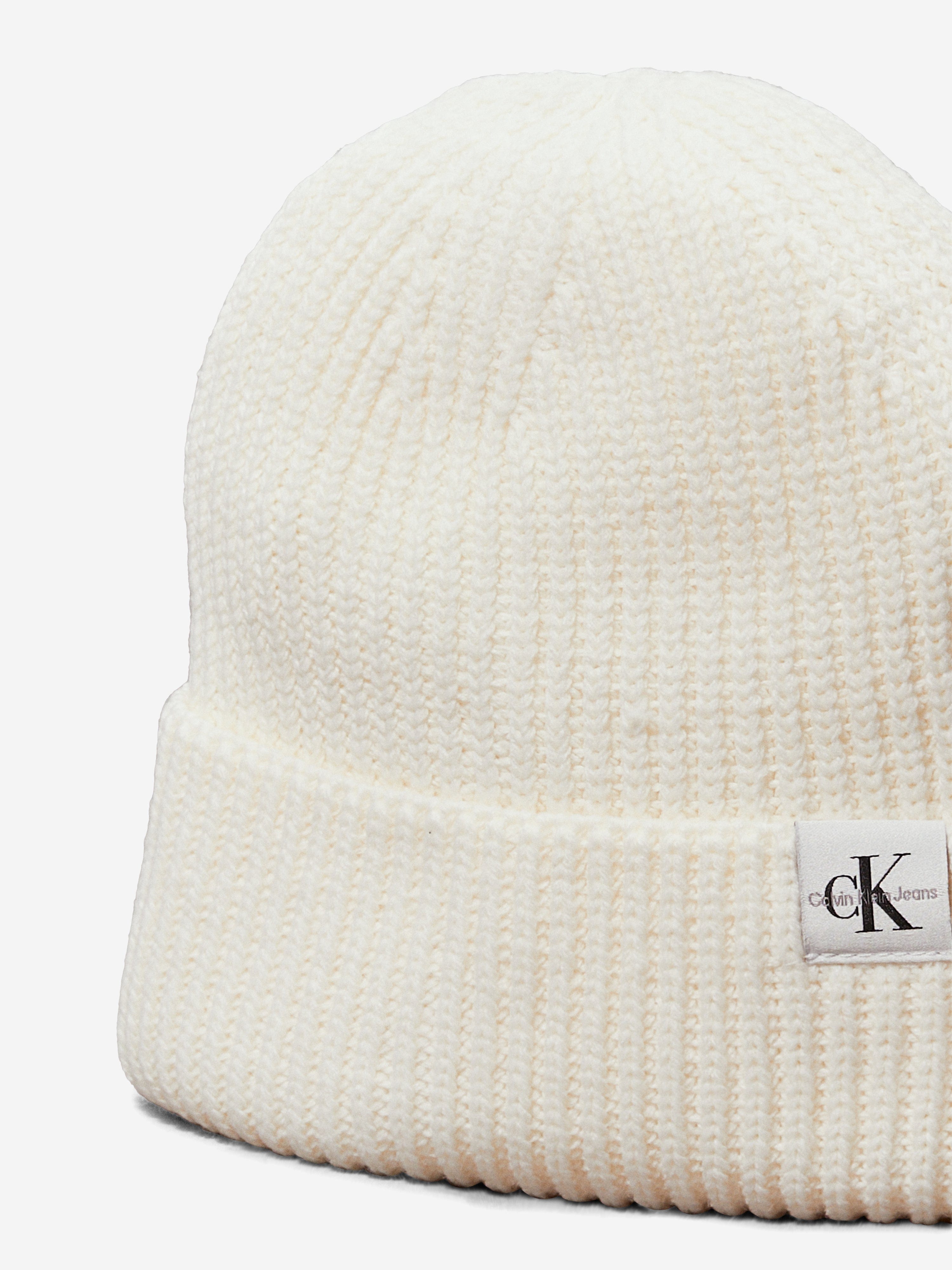 Girls Monogram Rib Scarf and Beanie Set in Ivory