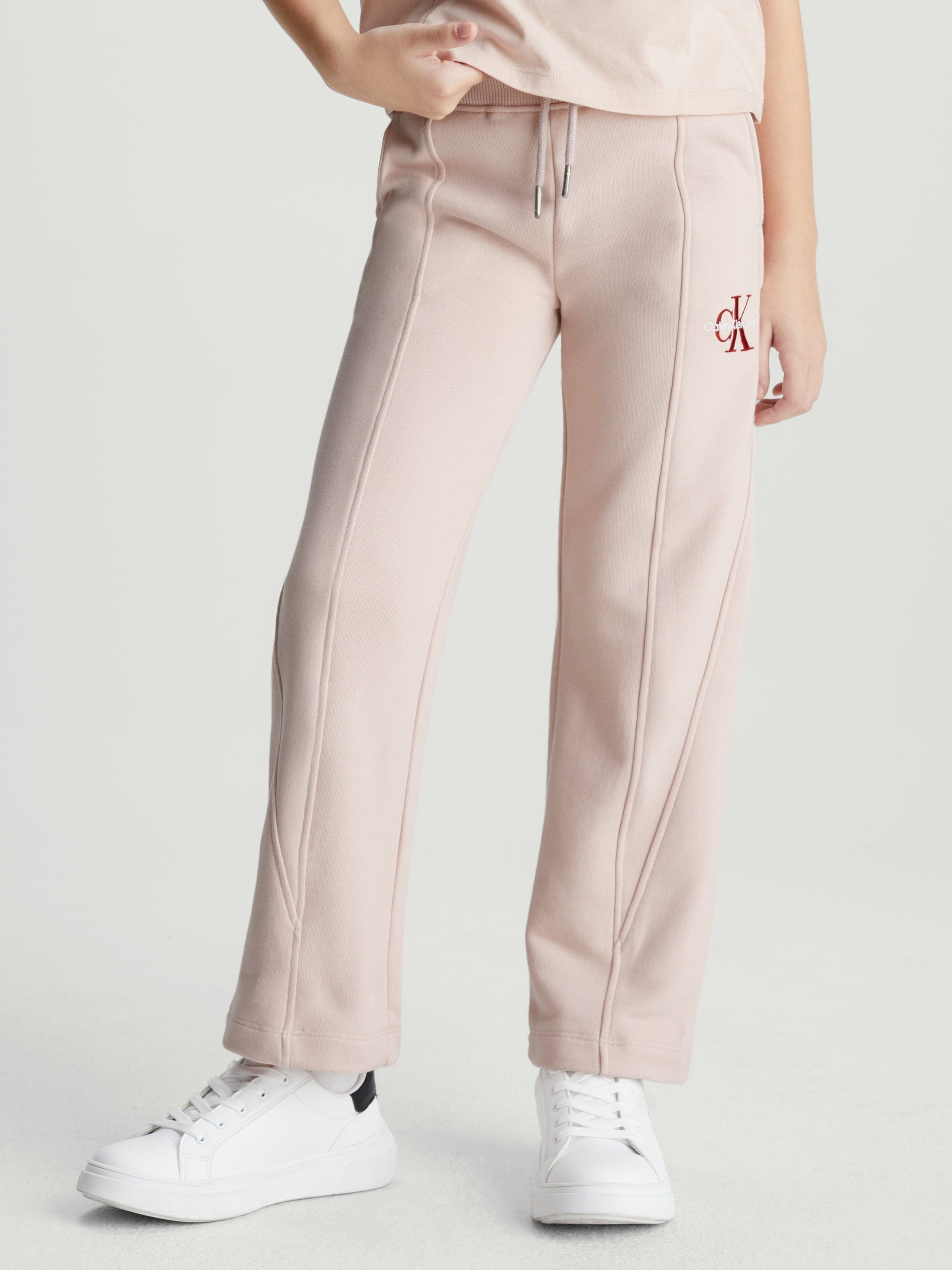 Calvin Klein Girls Monogram Off Placed Joggers in Pink