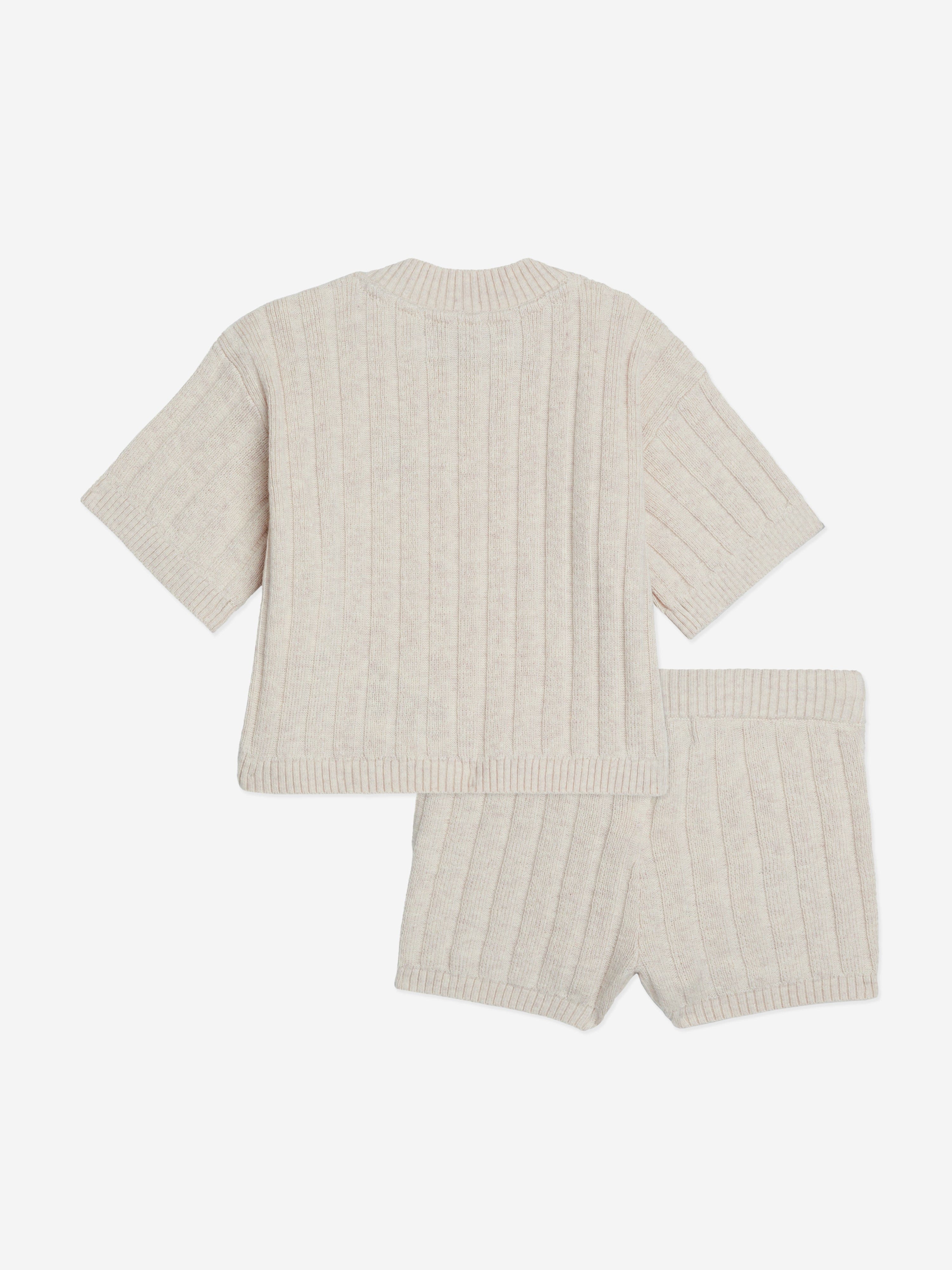 Calvin Klein Baby Linen Blend Knit Set in Beige