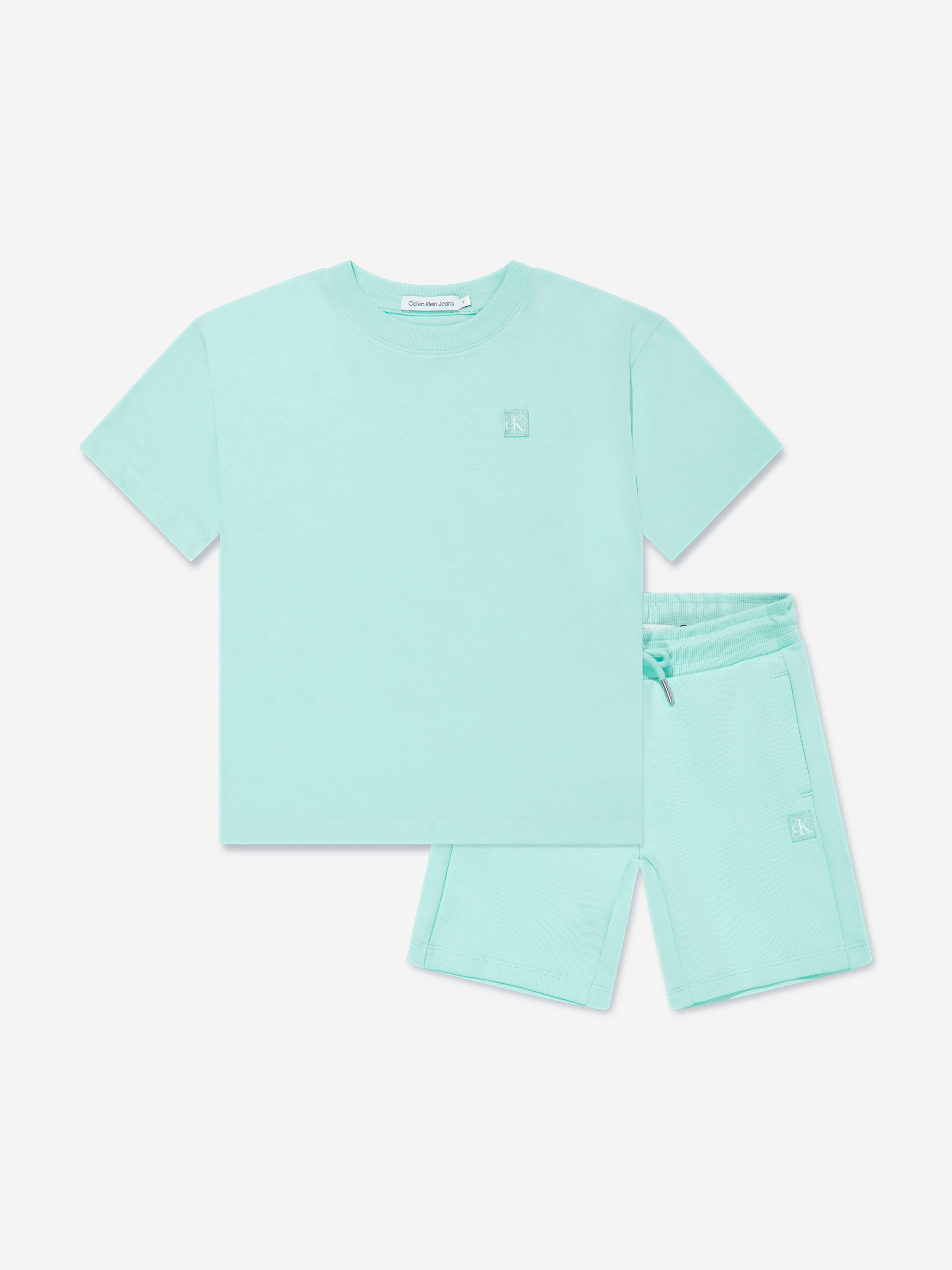 Calvin Klein Kids Mono Mini Badge Shorts Set in Blue