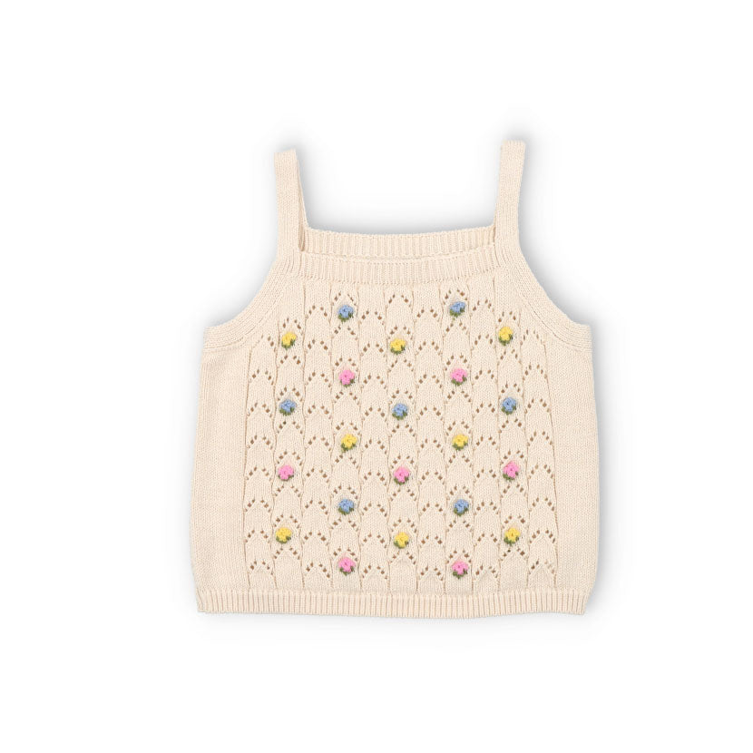 Girls Ivory Cotton Knit Vest