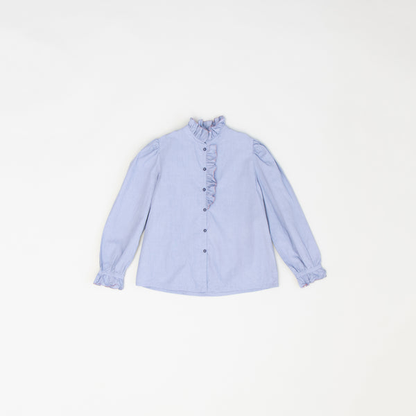 Girls Blue Cotton Shirt