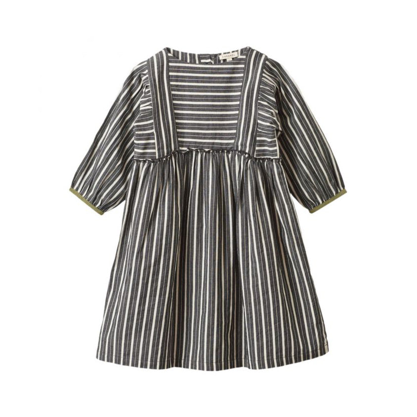 Girls Grey Stripes Cotton Dress
