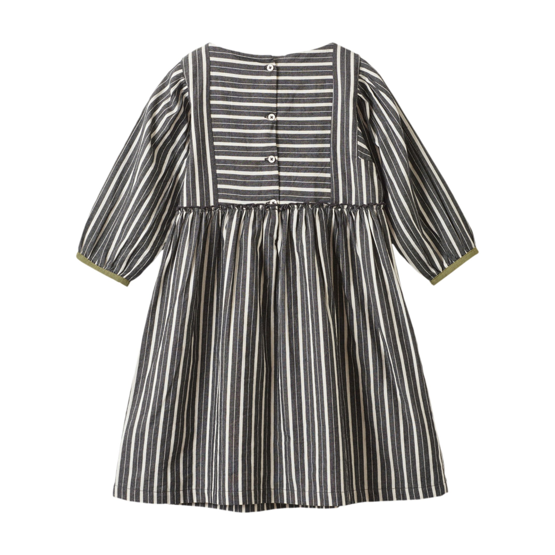 Girls Grey Stripes Cotton Dress
