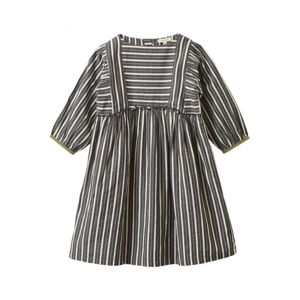 Girls Grey Stripes Cotton Dress