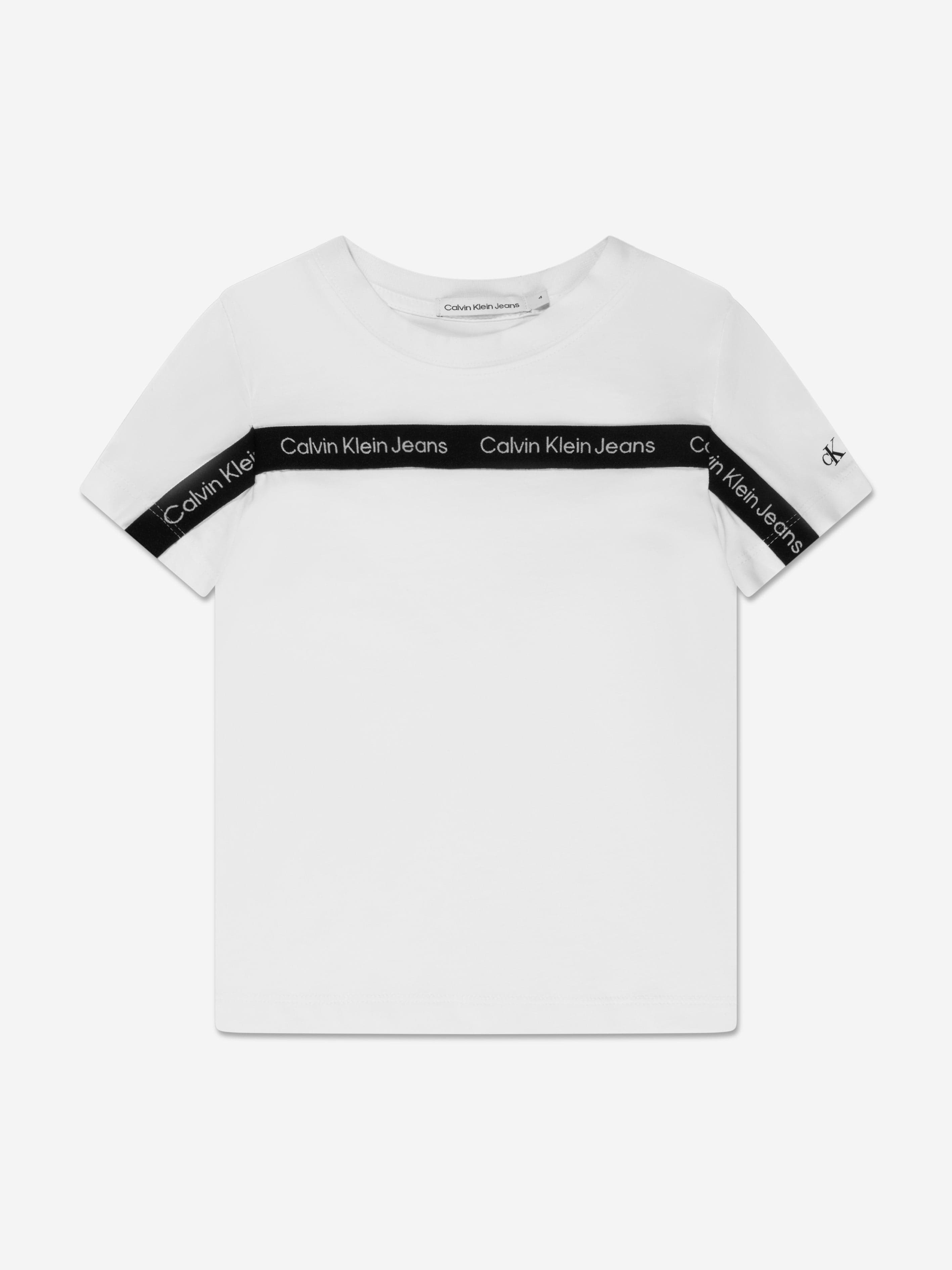 Calvin Klein Boys Logo Tape T-Shirt in White