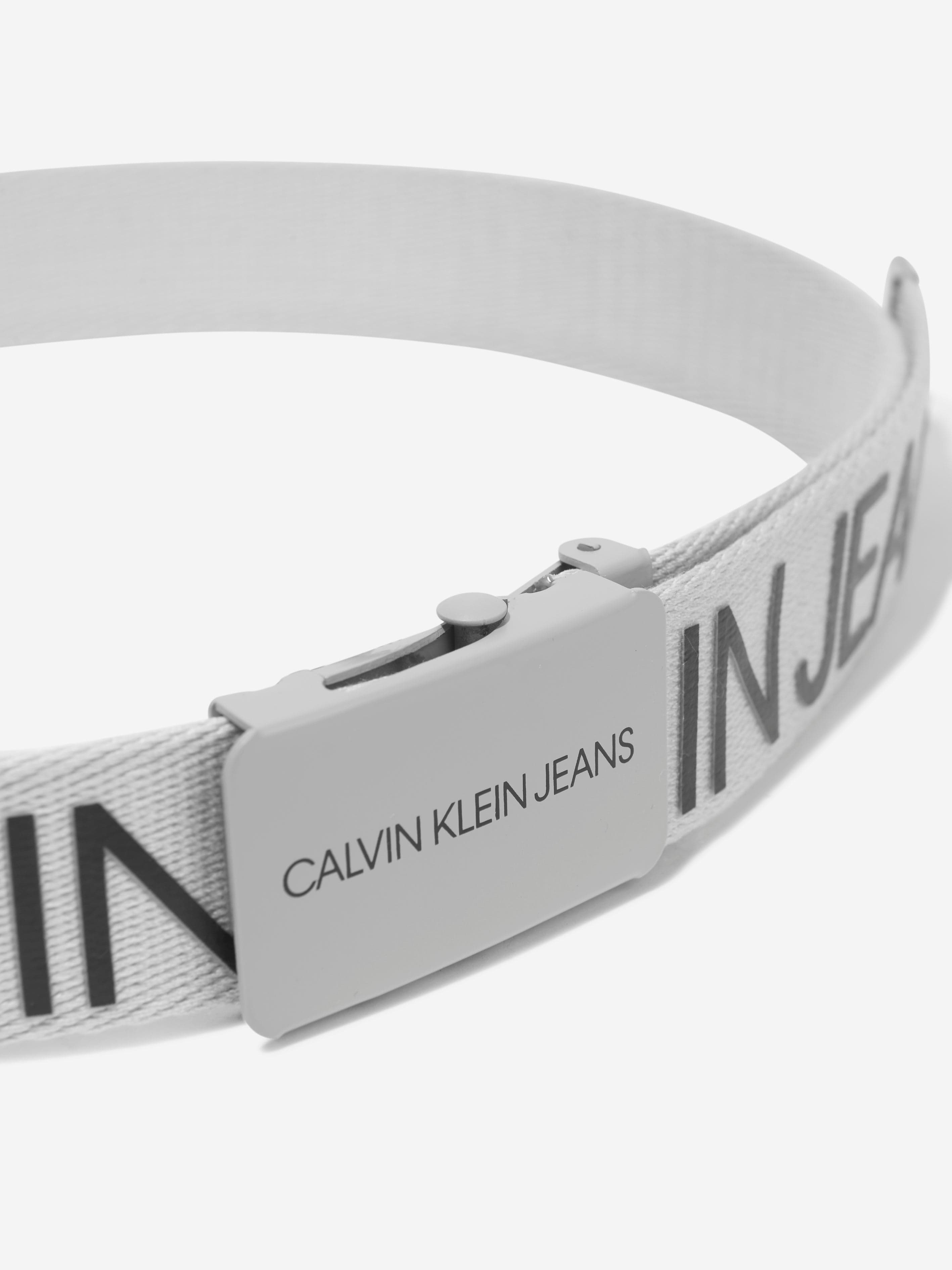 Calvin Klein Kids Canvas Logo Belt in White