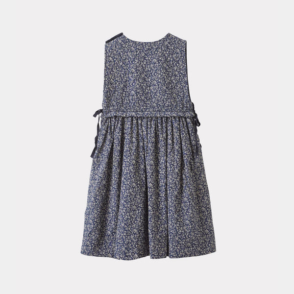 Girls Navy Floral Cotton Dress