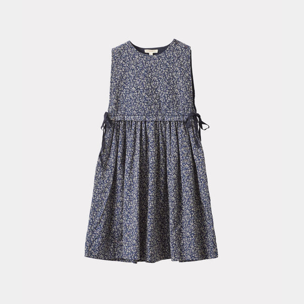 Girls Navy Floral Cotton Dress