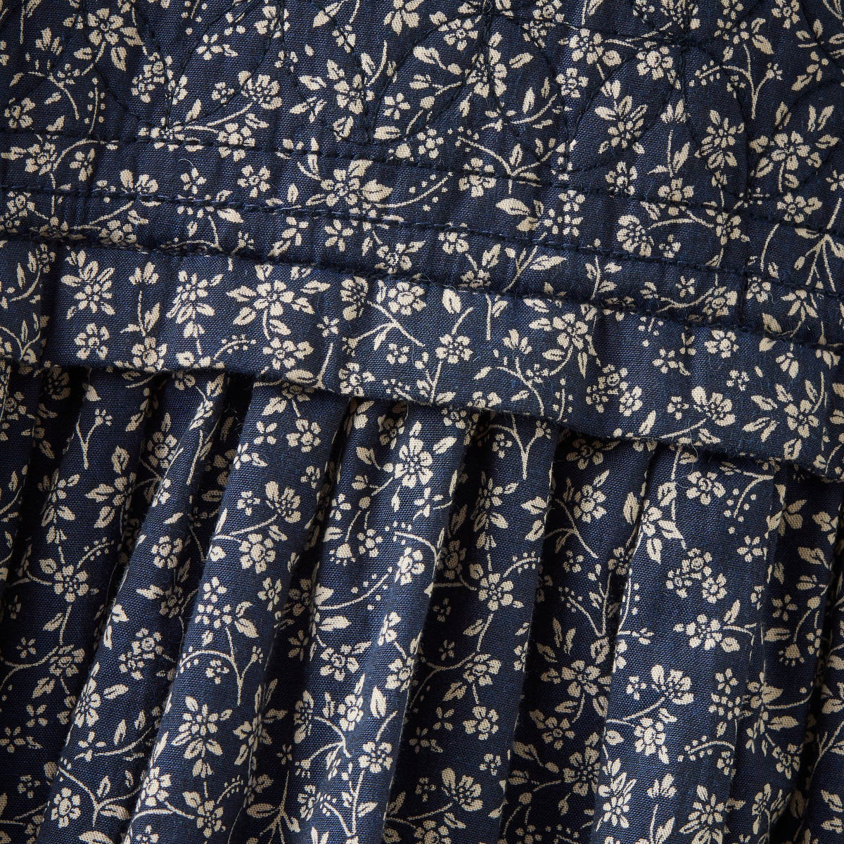 Girls Navy Floral Cotton Dress